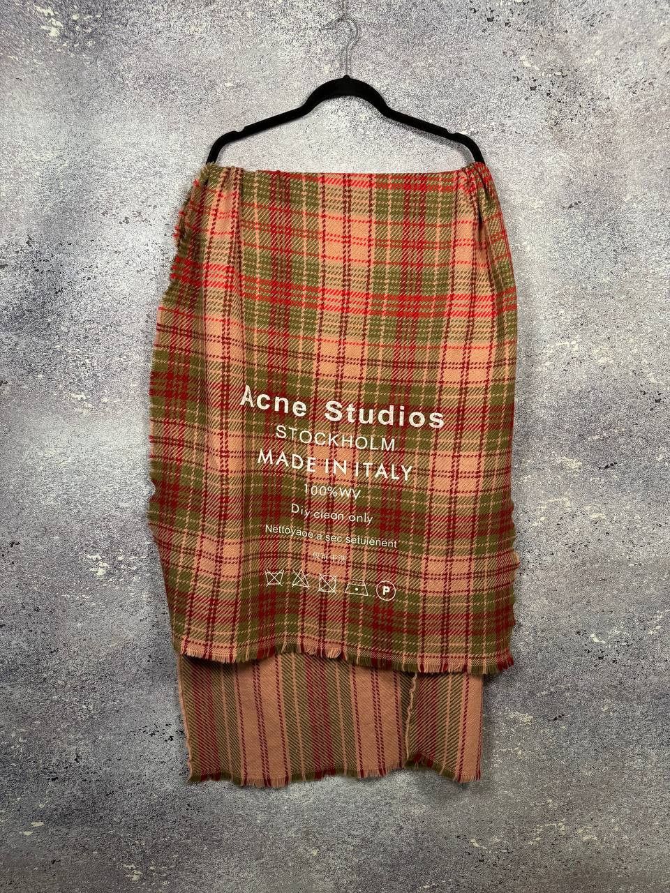 Vintage Acne Studios Red Check Big Poncho Scarf Big White Logo Size ONE SIZE - 1 Thumbnail