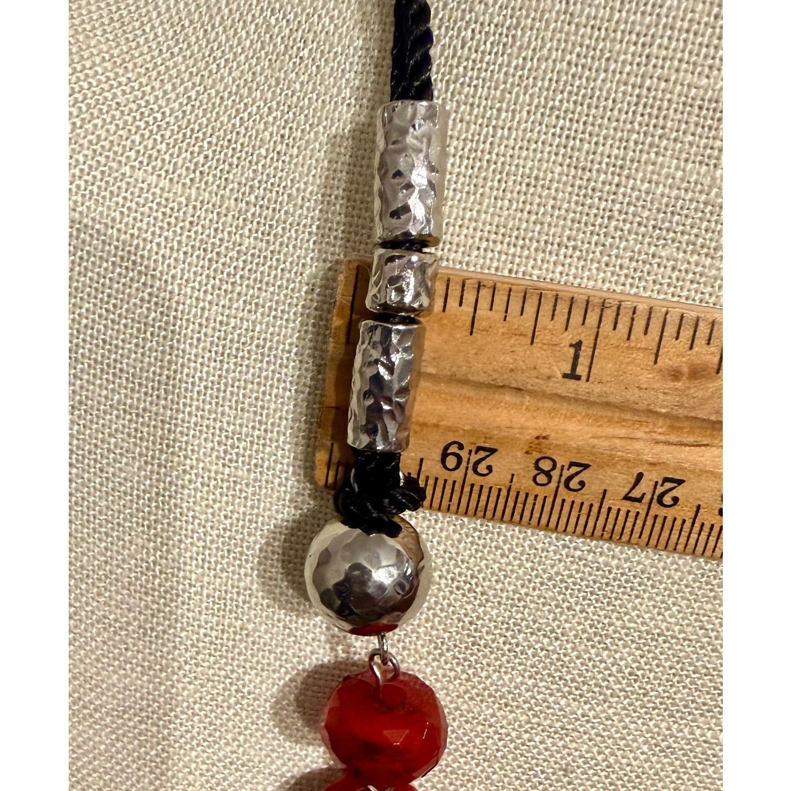 Other NWT Macy’s Red Black Silver Tone Statement Necklace 34” + 4” Size ONE SIZE - 5 Thumbnail