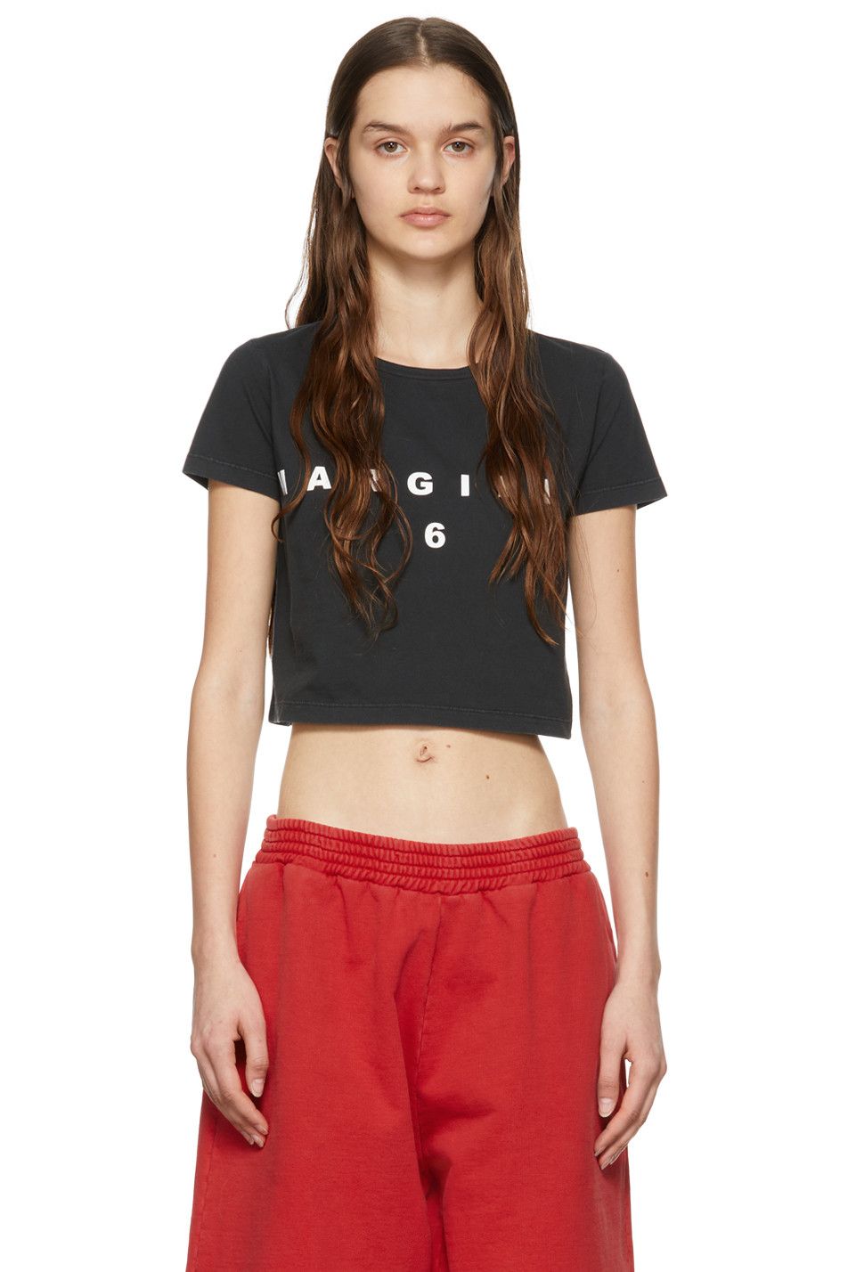 Maison Margiela MM6 Maison Margiela Cropped T-Shirt, Washed Black XS Size XS / US 0-2 / IT 36-38 - 1 Thumbnail