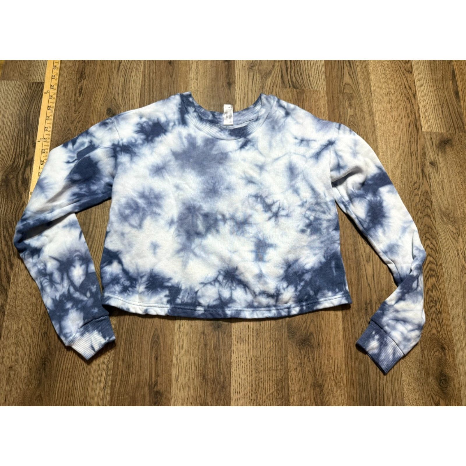 Vintage 90 Degrees by Reflex Sweater Womens XS Blue White Tie Dye Crewneck Crop Top Size XS / US 0-2 / IT 36-38 - 2 Thumbnail