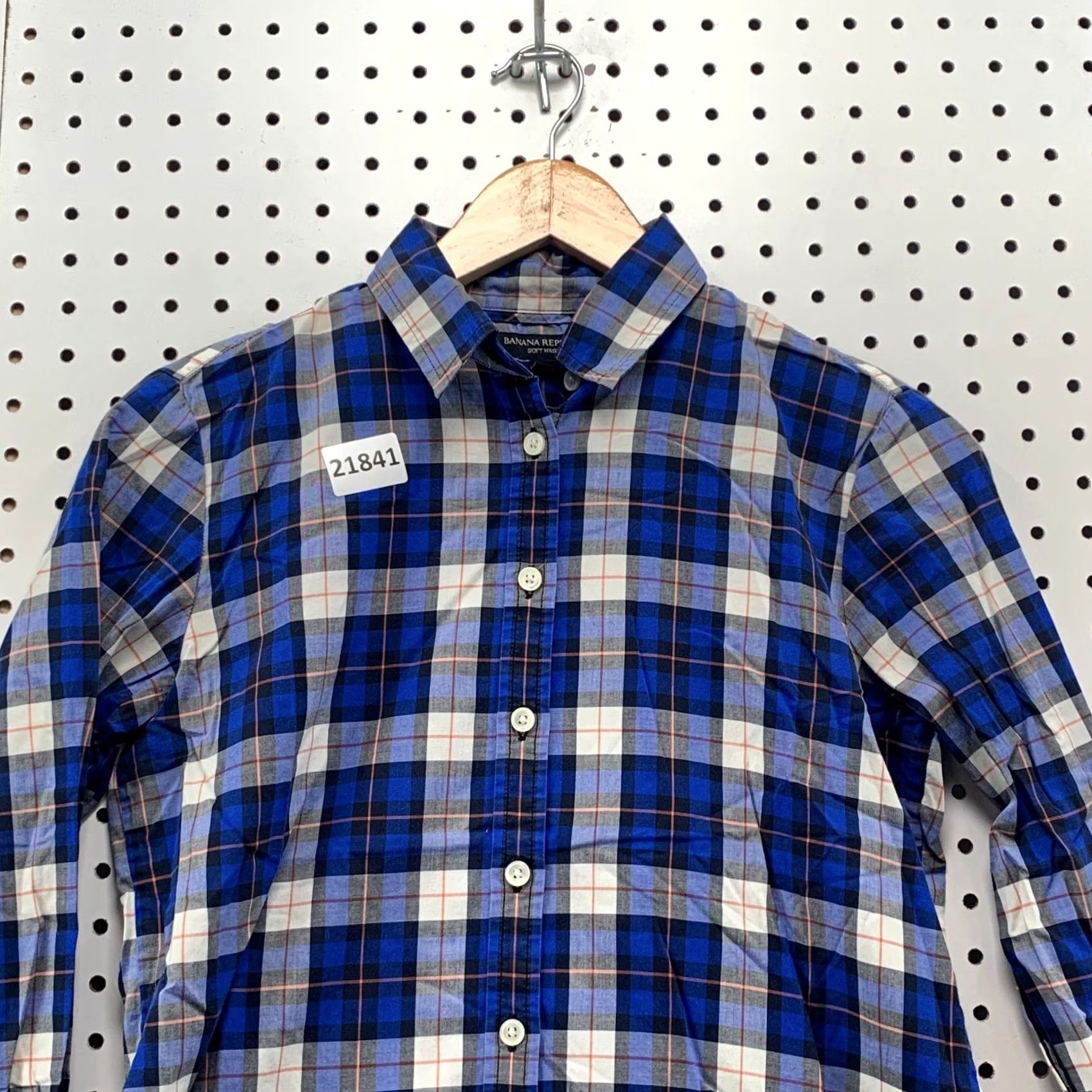 Banana Republic Banana Republic Plaid Button-Up Shirt Womens XS Long Sleeve Blue Black Size XS / US 0-2 / IT 36-38 - 7 Thumbnail