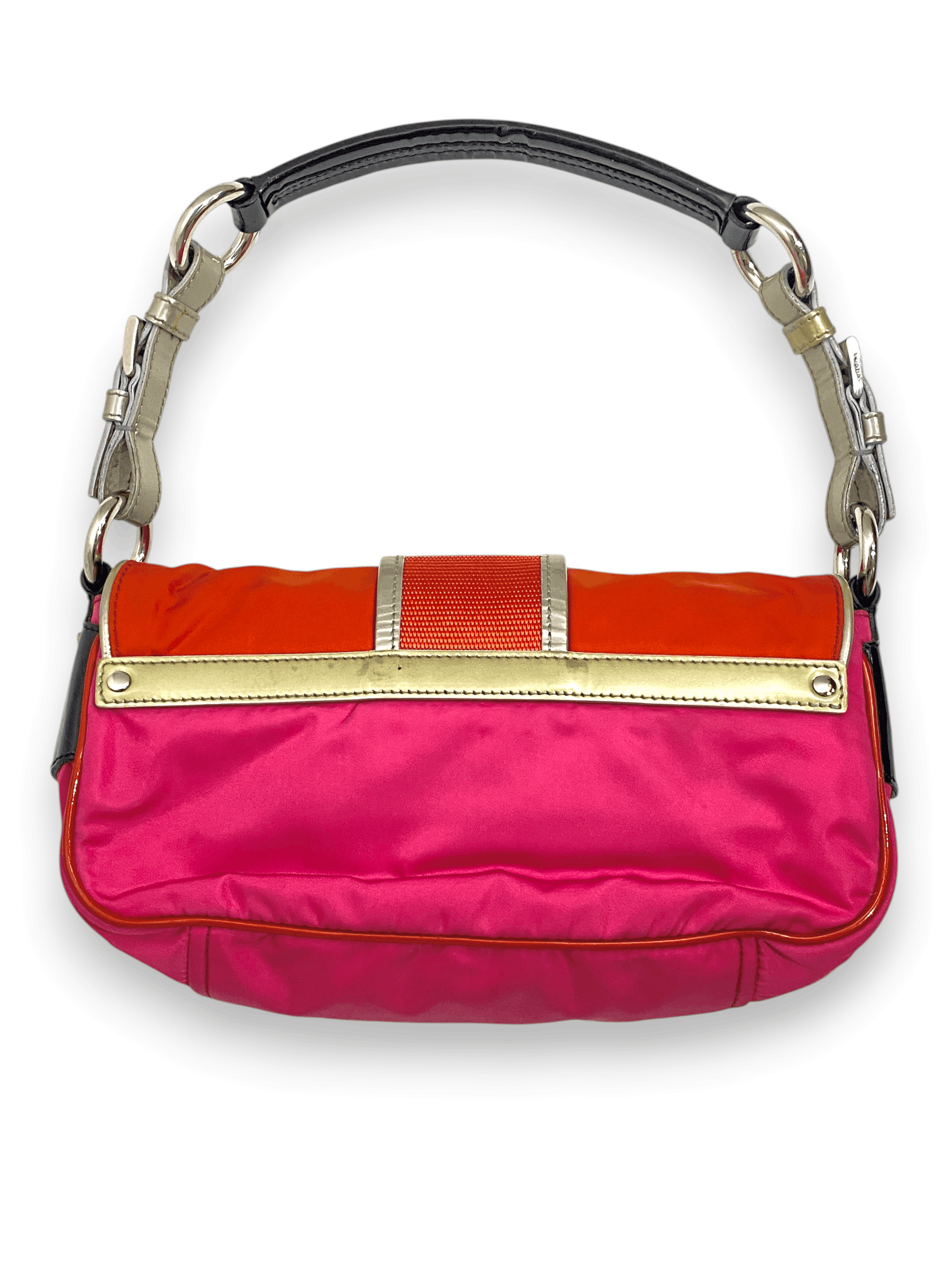 Prada Space Logo Nylon Leather Shoulder Hand Bag Vintage Y2K