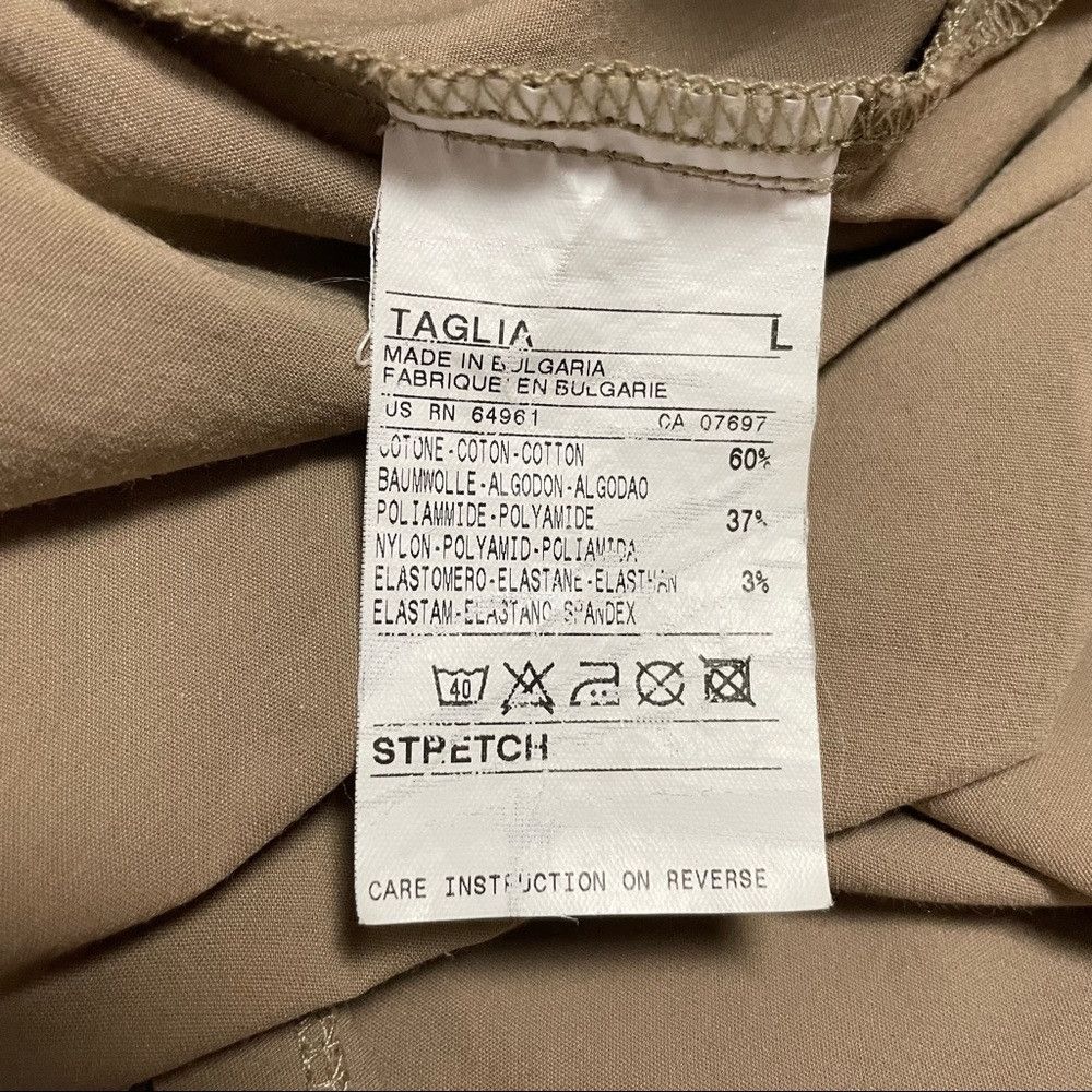 United Colors Of Benetton Benetton Beige Cotton V-Neck Stretch Blouse With Back Tie S Size L / US 10 / IT 46 - 7 Thumbnail