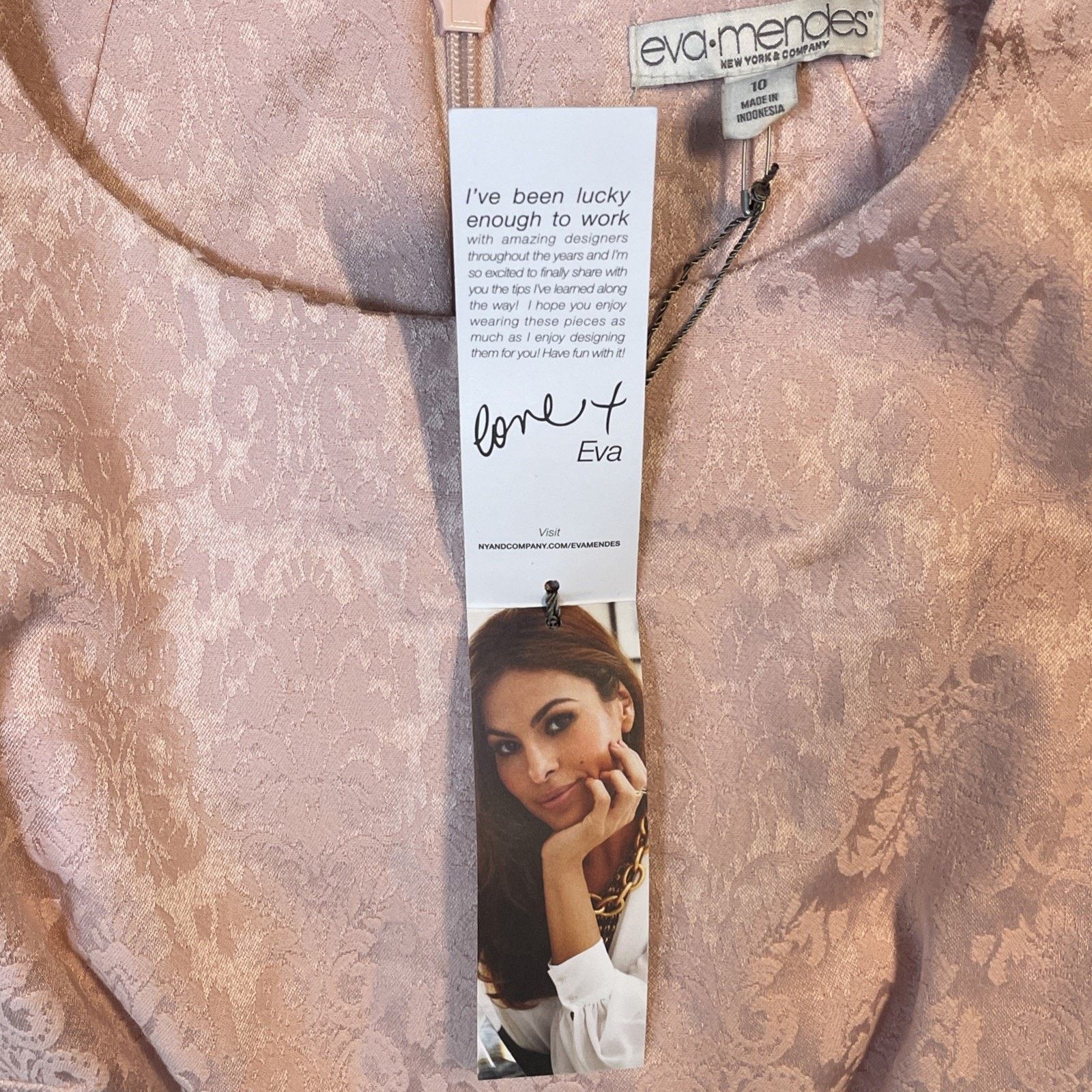 Other EVA MENDES New York Co 10 Sleeveless Damask DRESS PINK NWT Size L / US 10 / IT 46 - 8 Thumbnail