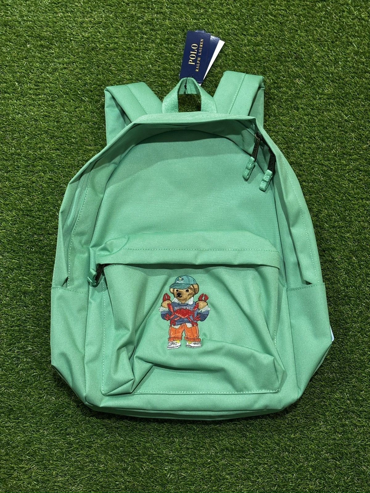 Polo Ralph Lauren Polo RL Bear Canvas Backpack College Plato Green 9AR149-F4L Size ONE SIZE - 1 Thumbnail