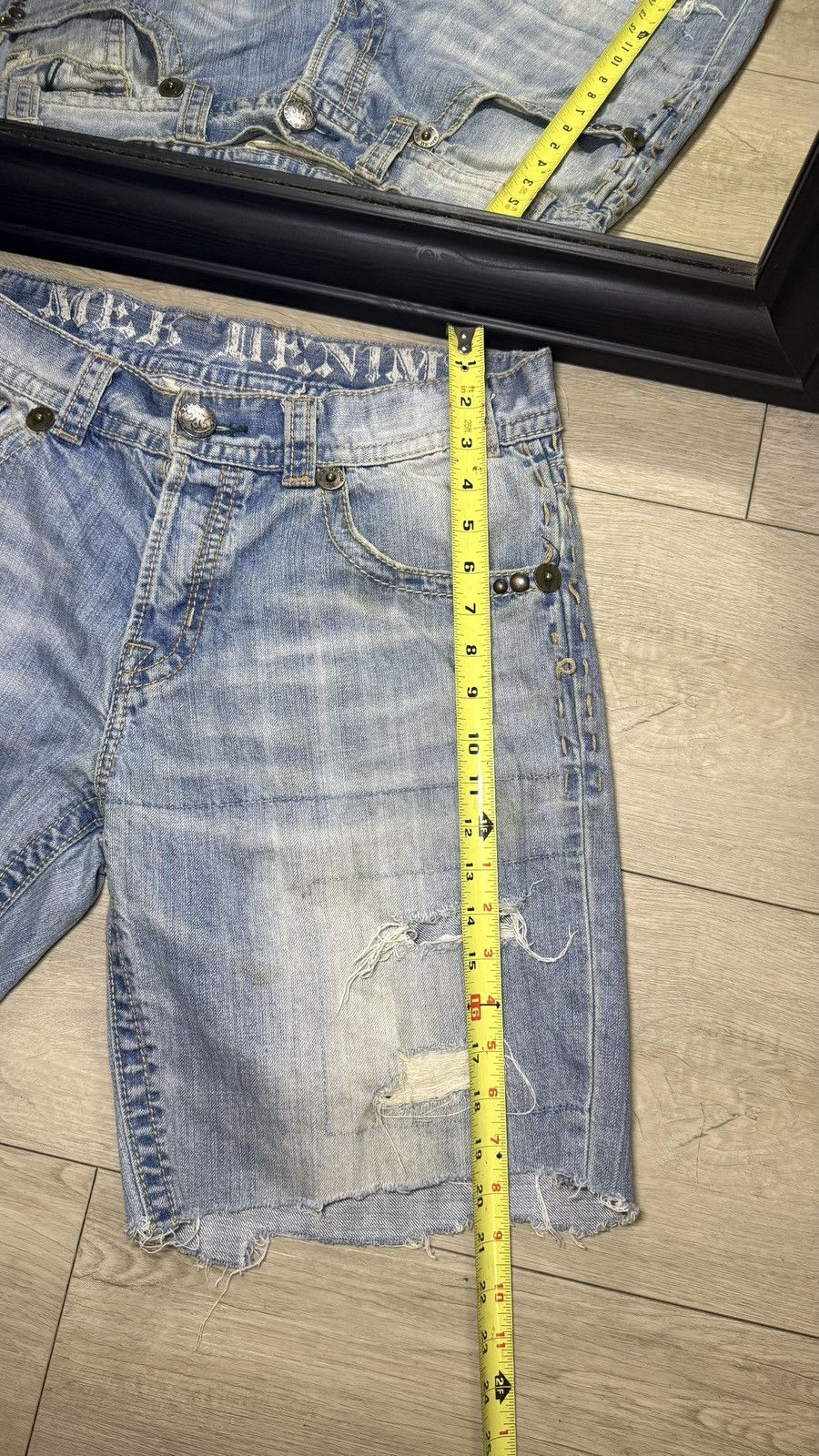 True Religion Y2K 2000s Chopped Mek Denim Embroidered Distressed Logo Jort Size US 34 / EU 50 - 5 Thumbnail