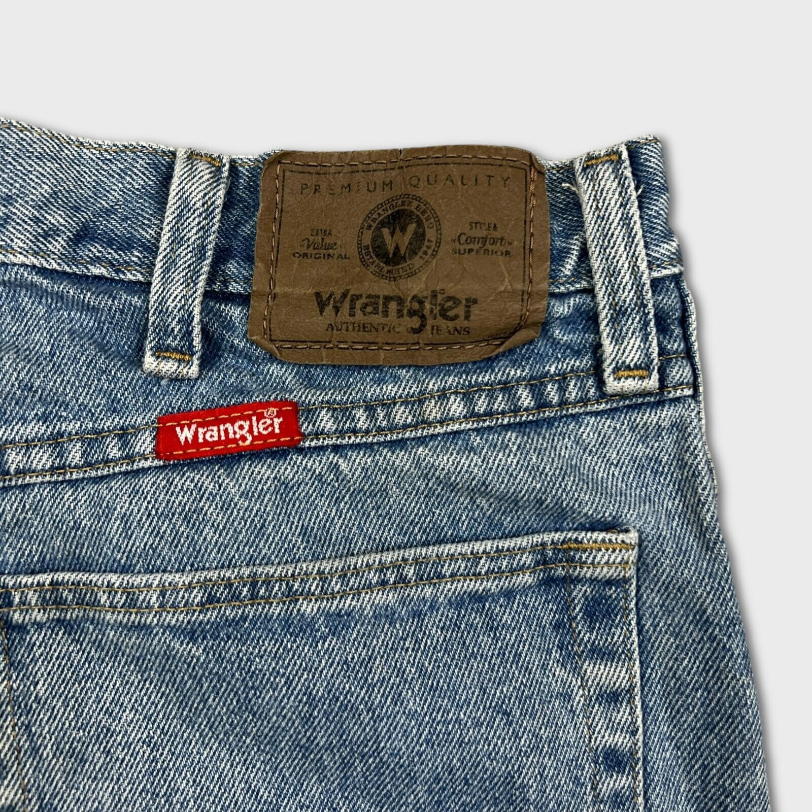 Vintage × Wrangler Wrangler Jeans Men 34x32 Blue Straight Work Wear Denim Pants Size US 34 / EU 50 - 8 Thumbnail