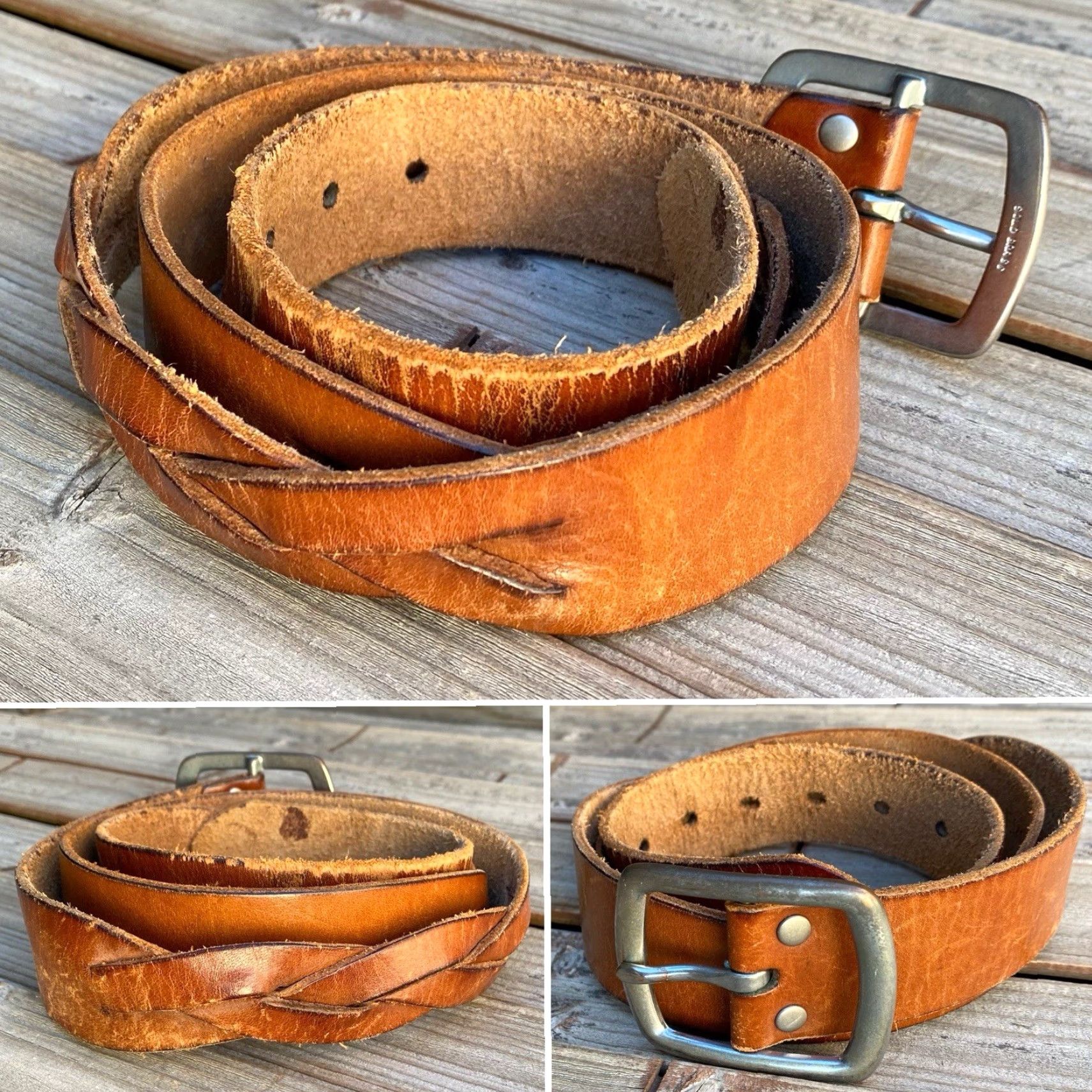 Abercrombie & Fitch VINTAGE Abercrombie & Fitch leather belt Mens 38 Brown Leather Boho 1990s 2000s Y2K Casual Belt Size ONE SIZE - 2 Thumbnail