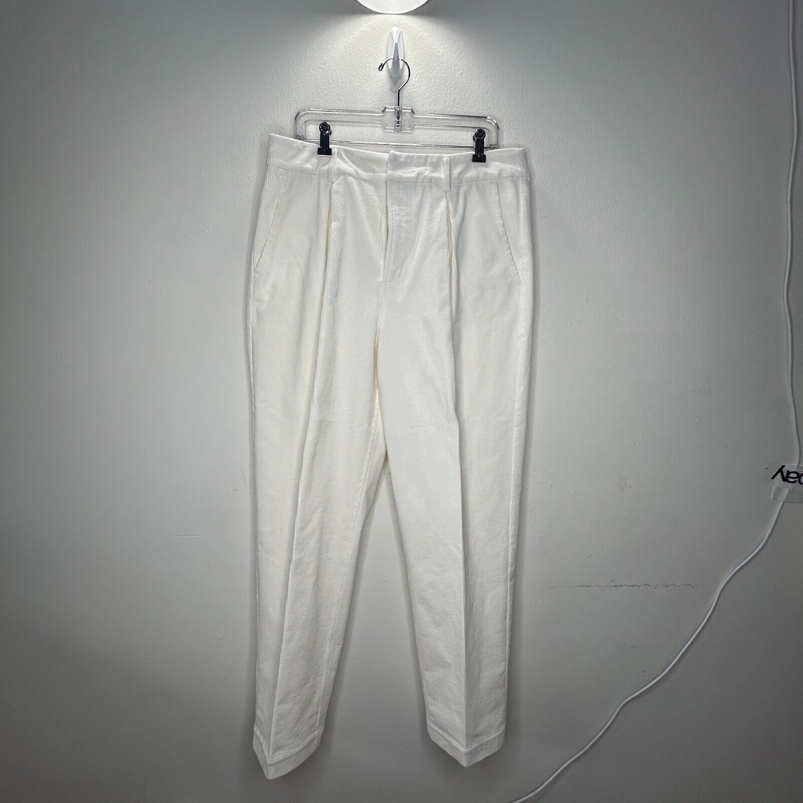 Ganni Ganni Cream Pleated Creased High Waist Corduroy Zip Pants 42 Size 30" / US 8 / IT 44 - 10 Thumbnail
