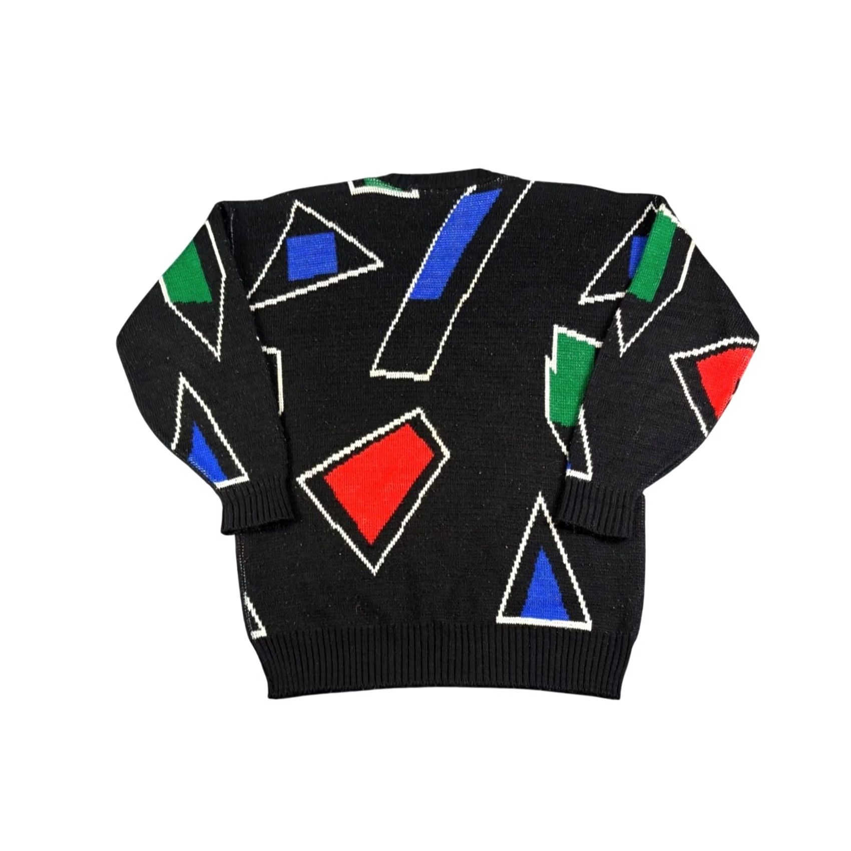 Etro VINTAGE Clifton Place Knits Geometric Sweater Mens XL Black 80s Retro USA Size US XL / EU 56 / 4 - 2 Thumbnail