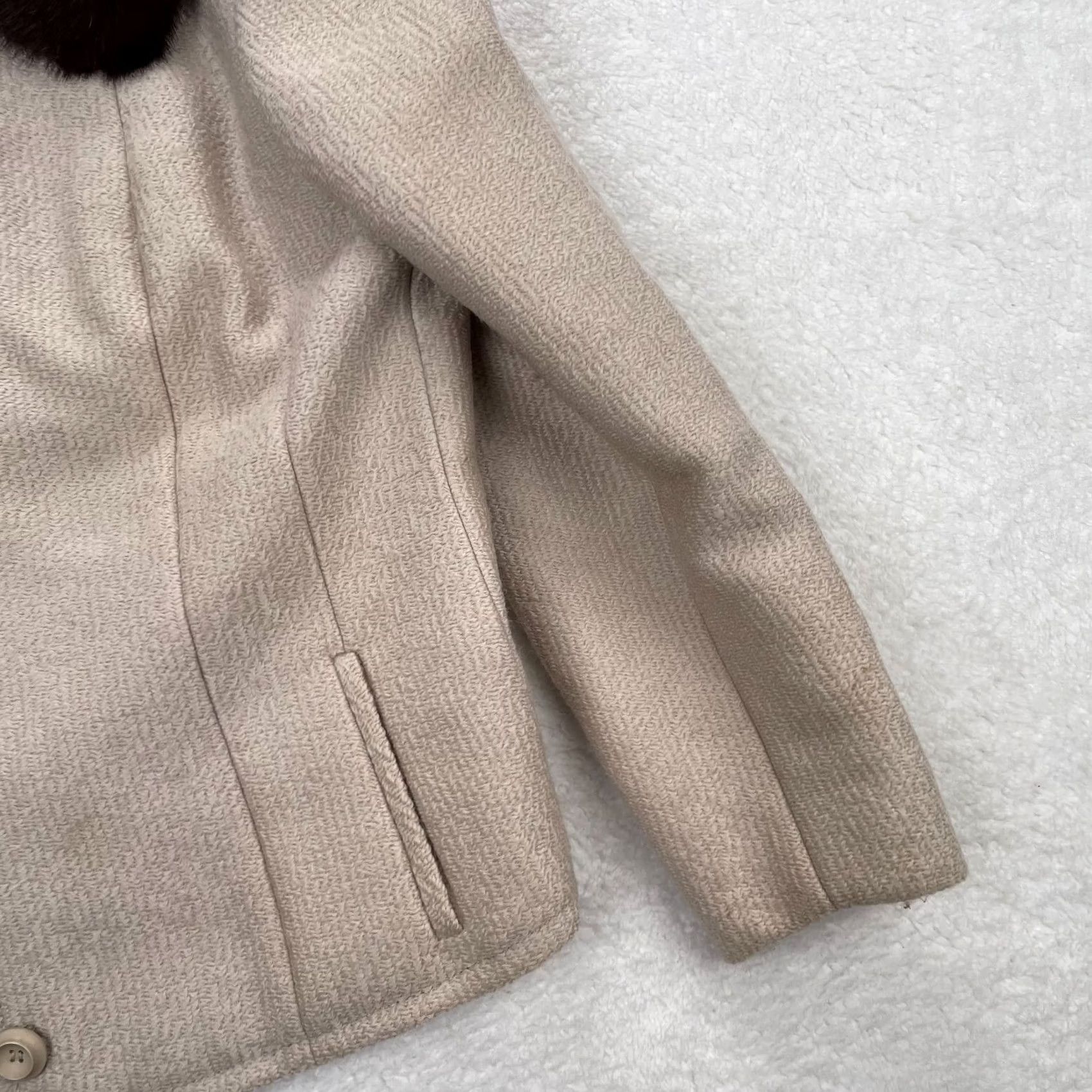Vintage VINTAGE I Magnin Coat Womens M White Fur Collared 1970s Jacket France Size M / US 6-8 / IT 42-44 - 2 Thumbnail