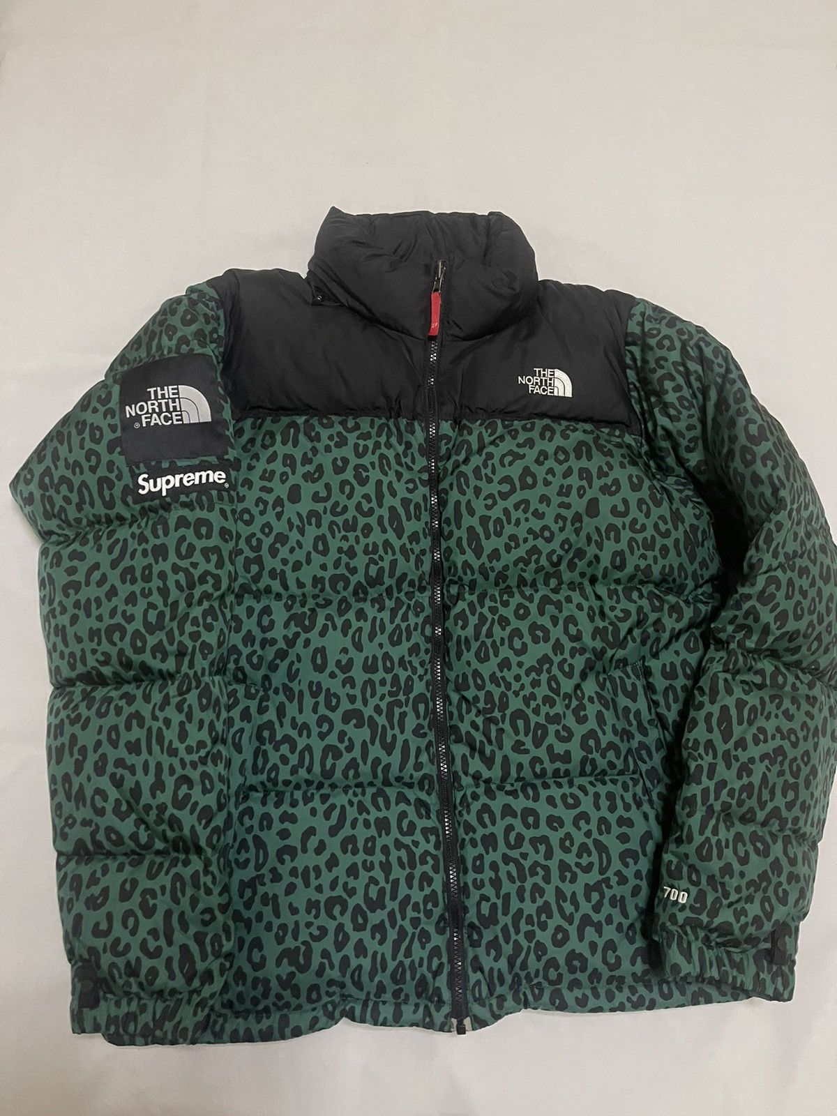 image of Supreme Tnf North Face 11Fw Green Leopard Nuptse Jacket Xl, Men's