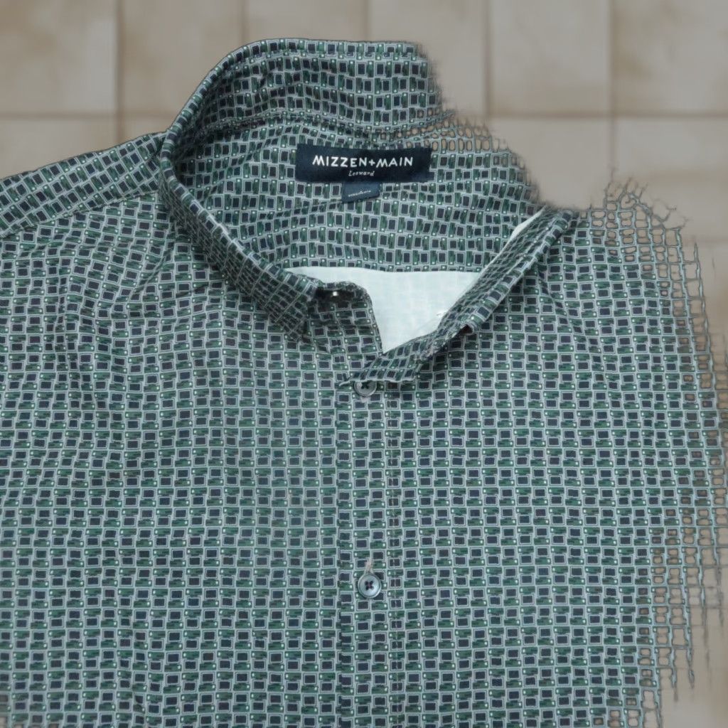 Mizzen+Main Mizzen+Main Shirt Mens Large Blue Geometric Long Sleeve Button Up Size US L / EU 52-54 / 3 - 1 Thumbnail