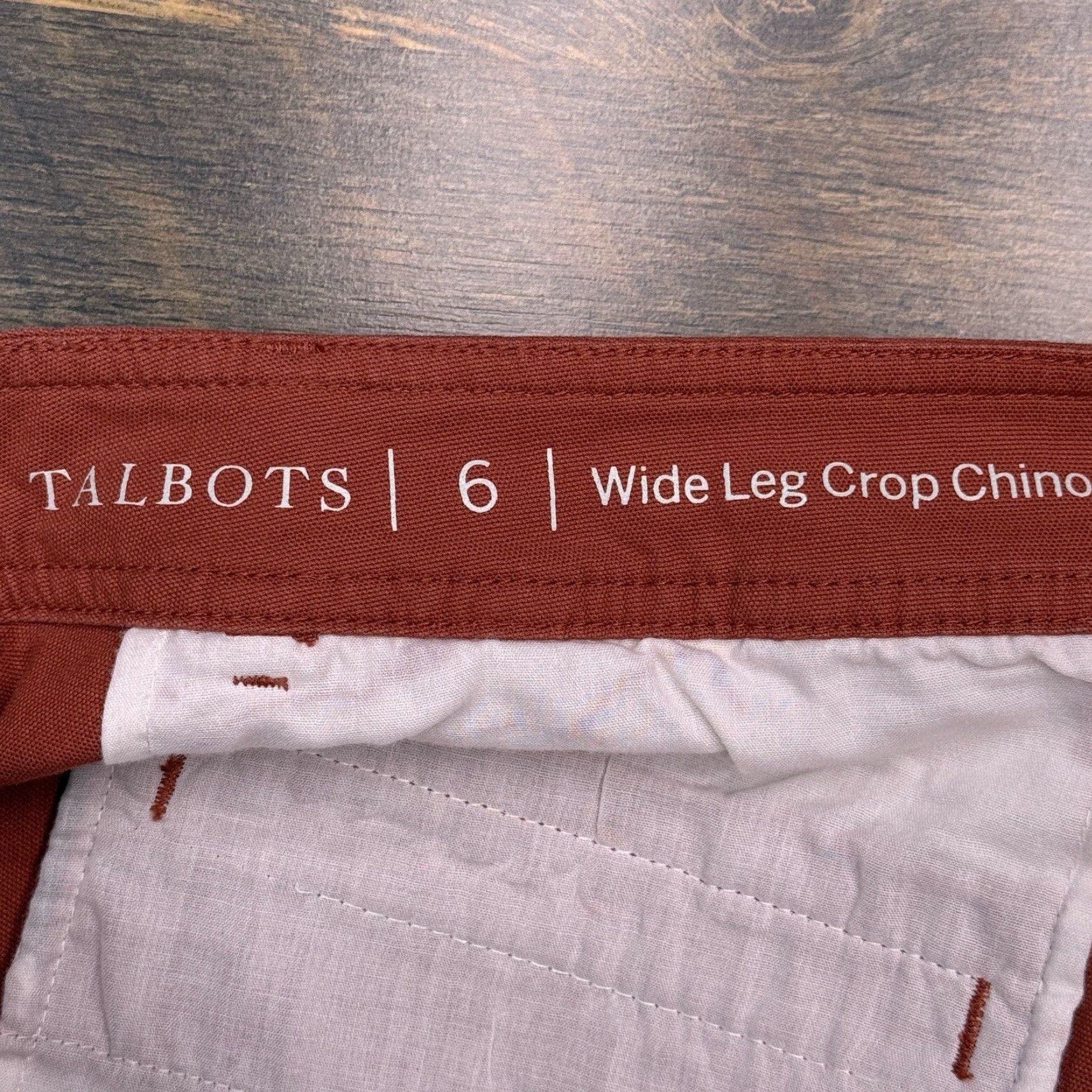 Talbots Talbots Red Wide-Leg Crop Chino Pants Womens 6 High Rise Stretch Regular 24 in Inseam Cotton Spandex Logo Zip Size 28" / US 6 / IT 42 - 6 Thumbnail