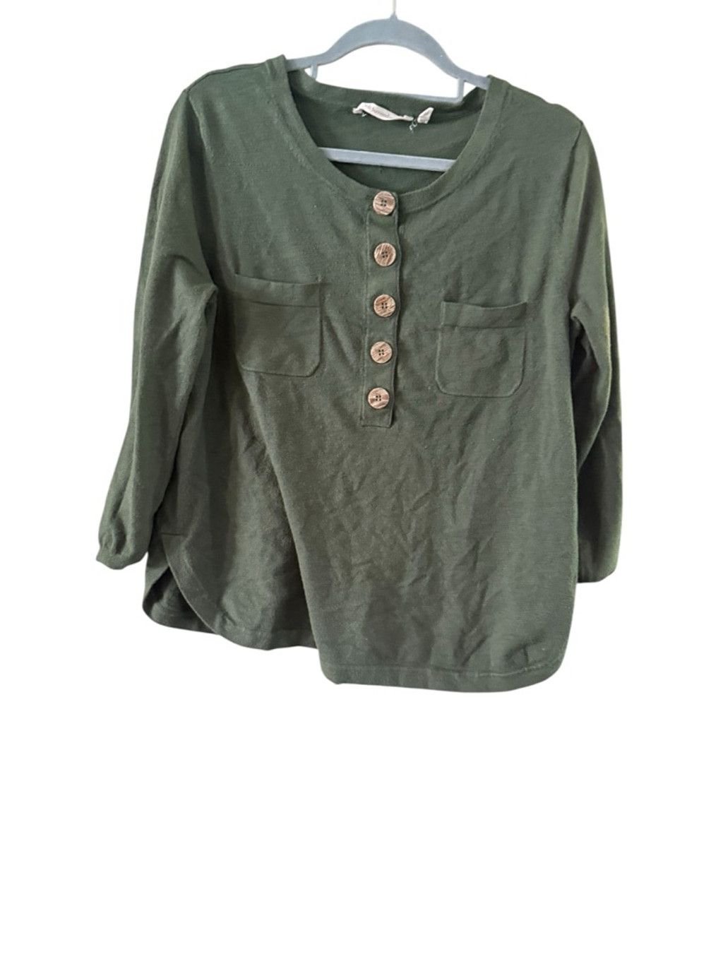 Soft Surroundings Women's Soft Surroundings Green Long Sleeve Henley Tee L Size L / US 10 / IT 46 - 2 Thumbnail