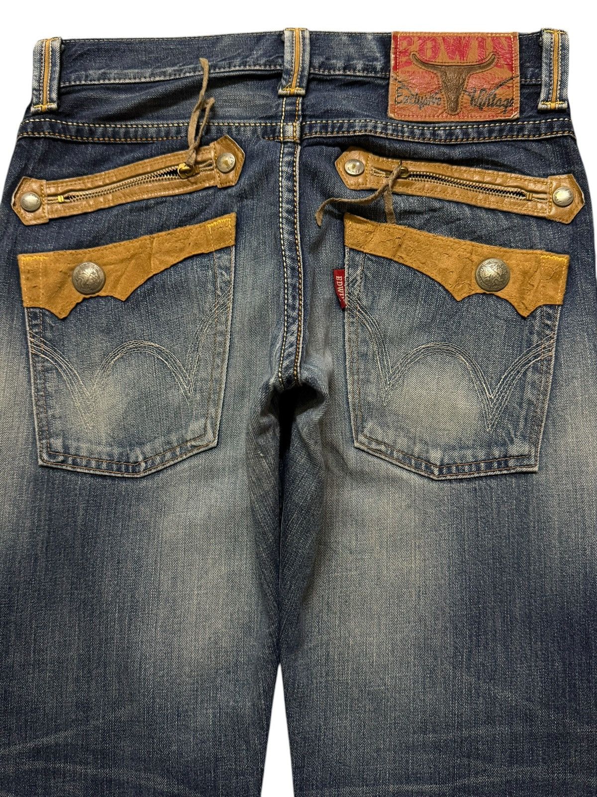 Edwin Vintage 90s Edwin XV Blue Faded Wash Distressed Straight Leg Size US 32 / EU 48 - 4 Thumbnail