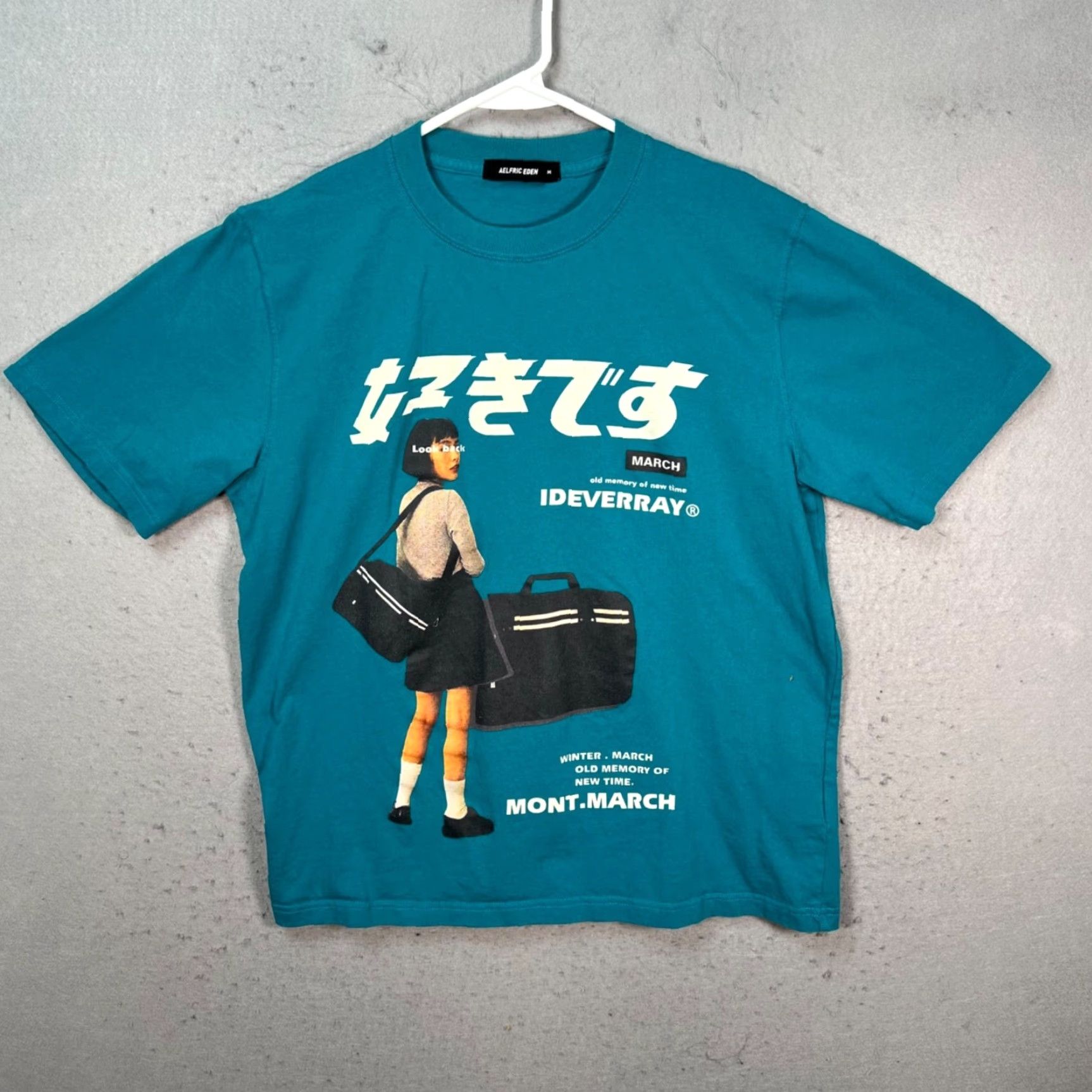 Vintage Aelfric Eden Mens T-Shirt Graphic Print Crew Neck Short Sleeve Teal Blue 2010-2019 Regular Size M Shirt Mens Size US M / EU 48-50 / 2 - 2 Thumbnail