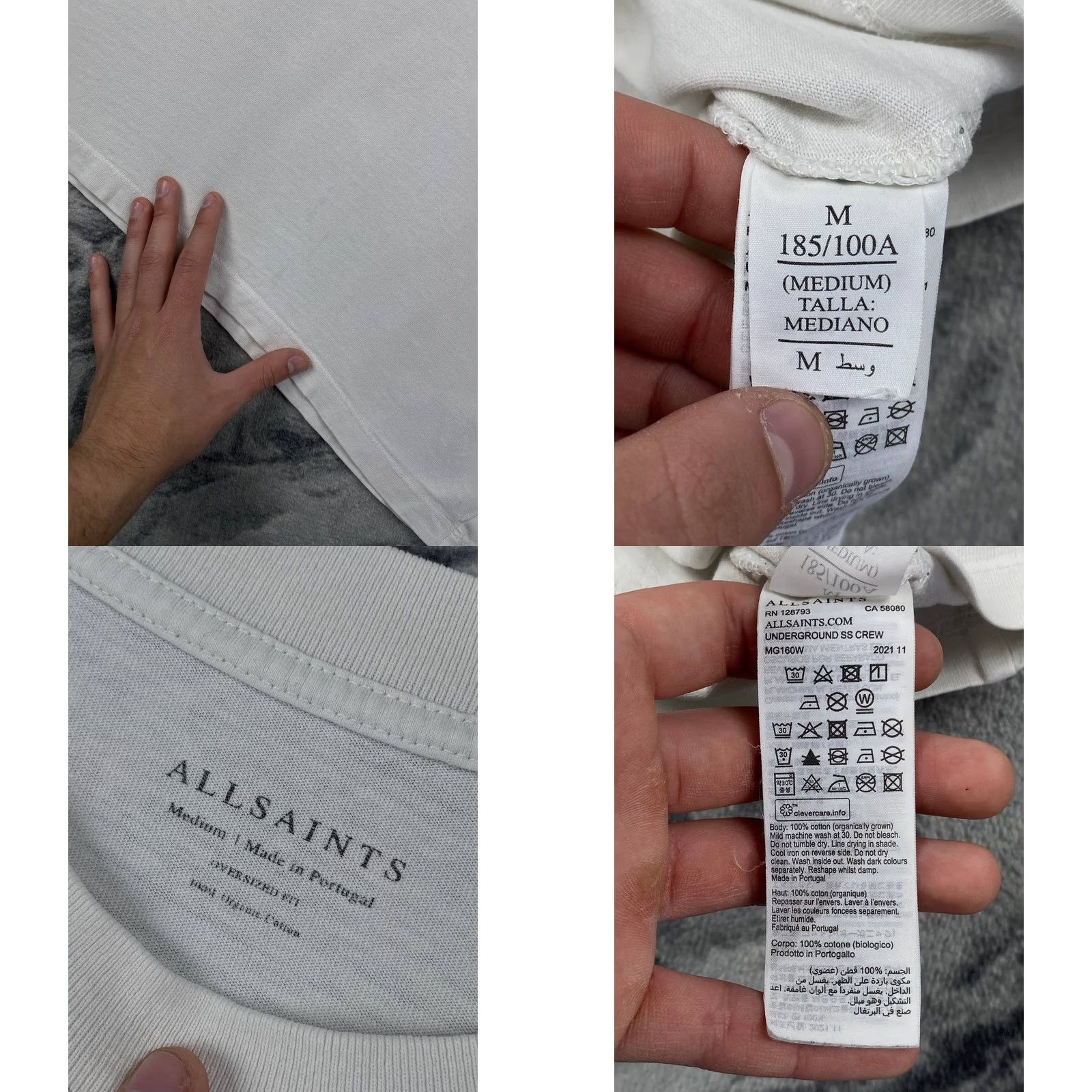 Allsaints AllSaints Men T Shirt M White Crew Neck SS Logo Cotton Regular Size US M / EU 48-50 / 2 - 9 Thumbnail