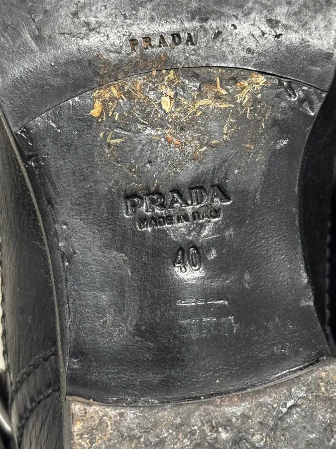 Prada 2000s Prada Black Buckle Leather Grained Boots Size US 7 / EU 40 - 8 Thumbnail