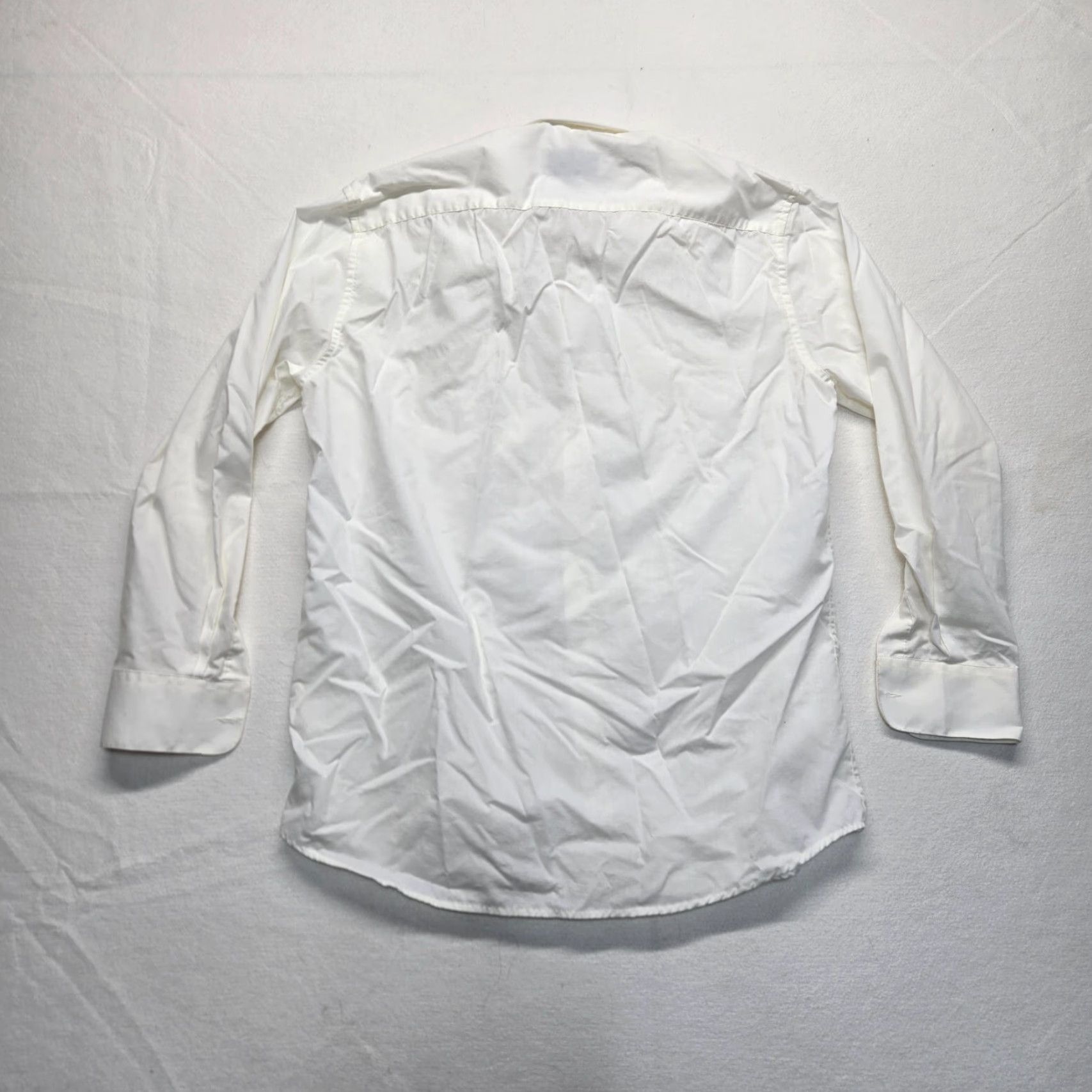 Omega VINTAGE Omega Shirt Regular White 16-16.5 L Mens Long Sleeve Dress Shirt Button Up 60/40 Cotton-Poly Convertible Cuff Size 42R - 7 Thumbnail