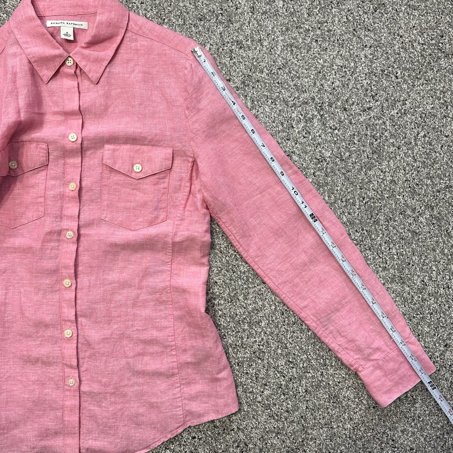 Banana Republic Banana Republic Linen Blend Button-Down Long Sleeve Womens S Pink Shirt Size S / US 4 / IT 40 - 6 Thumbnail