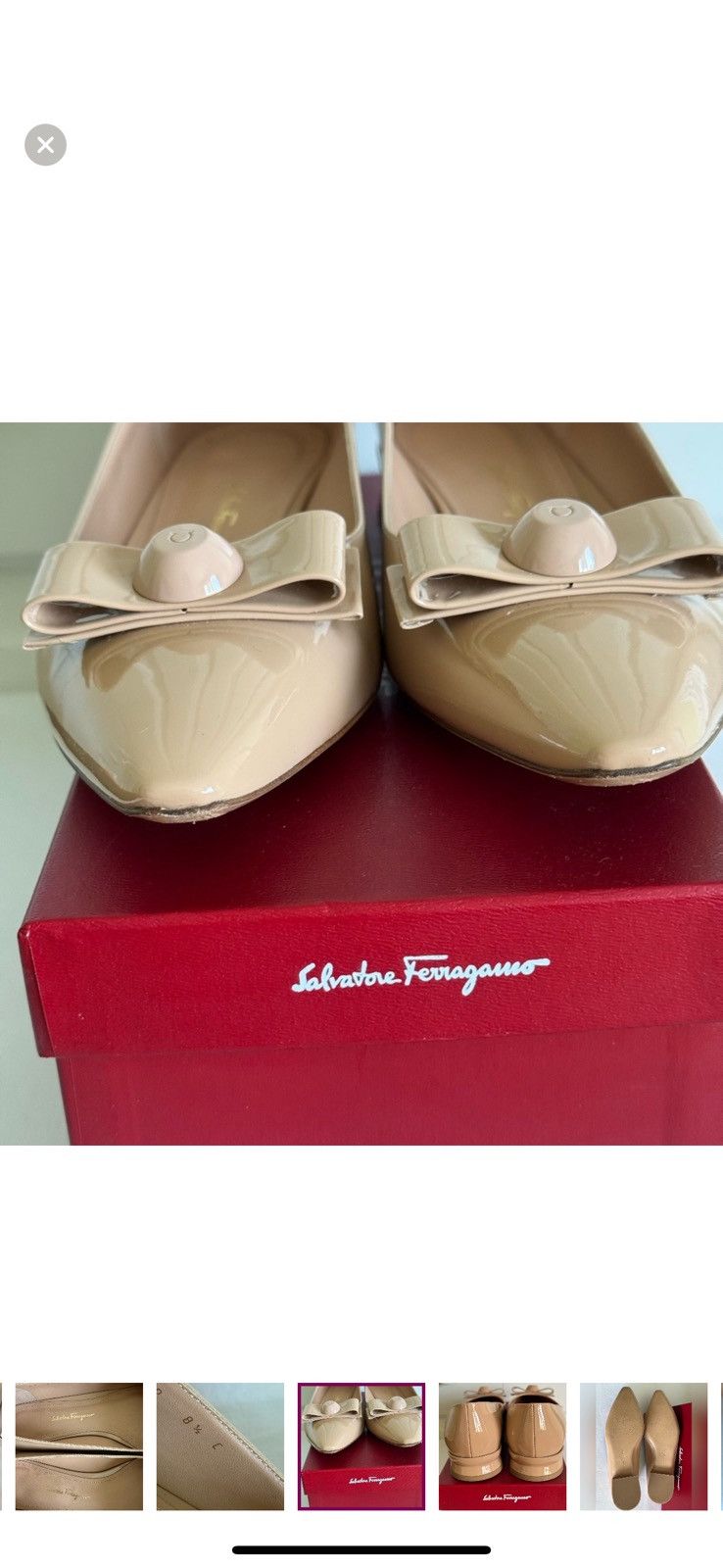 Salvatore Ferragamo SALVATORE FERRAGAMO Beige Patent Leather Pumps 8.5 Mint Size US 8.5 / IT 38.5 - 7 Thumbnail