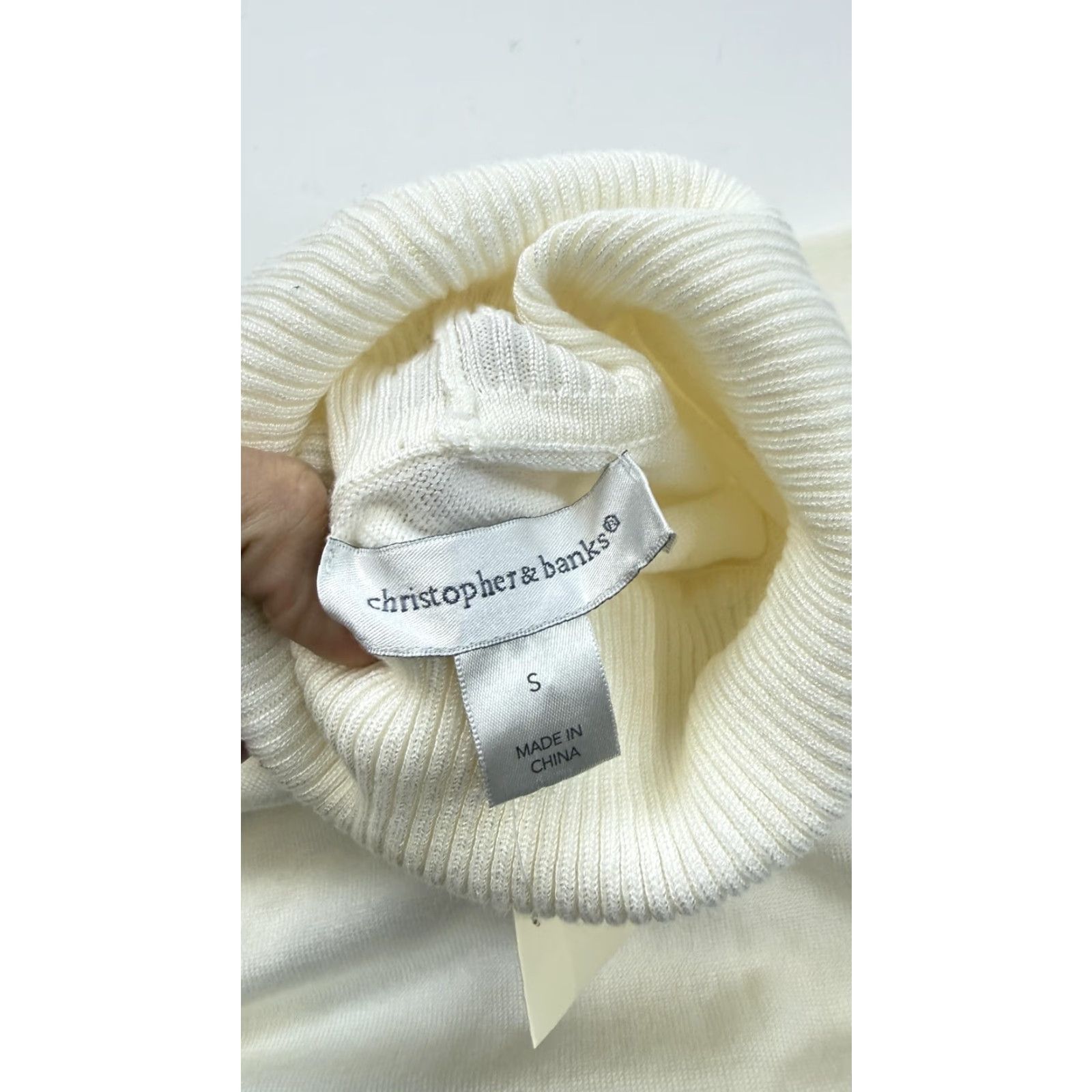 Vintage Christopher & Banks Sweater Womens S White Turtleneck Pullover Button Cuff Size S / US 4 / IT 40 - 6 Thumbnail