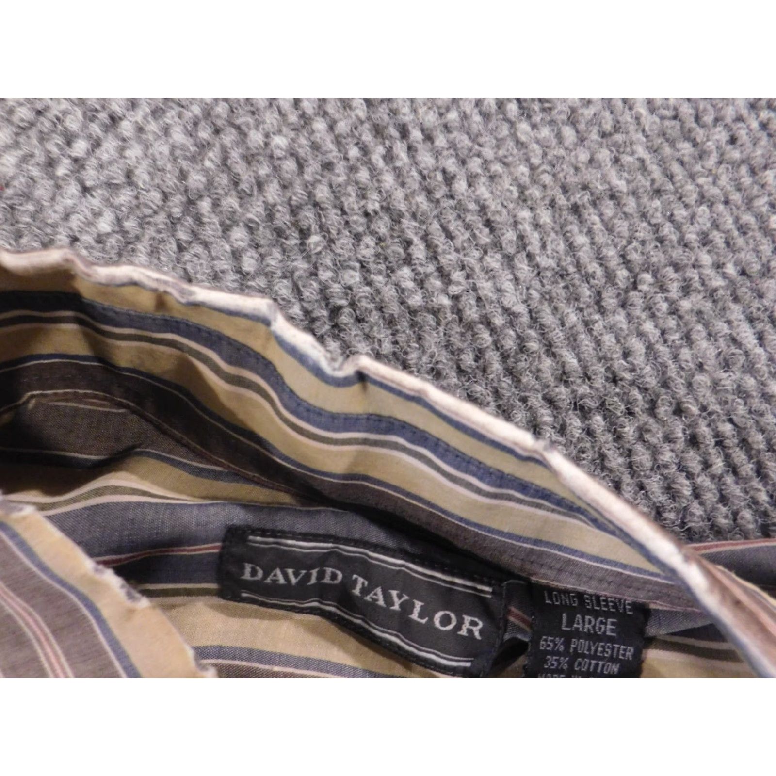 Vintage David Taylor Mens Shirt L brown striped Button-Down Collar Long Sleeve Button-Up Regular Fabric Cotton Knit Vintage No Size US L / EU 52-54 / 3 - 7 Thumbnail