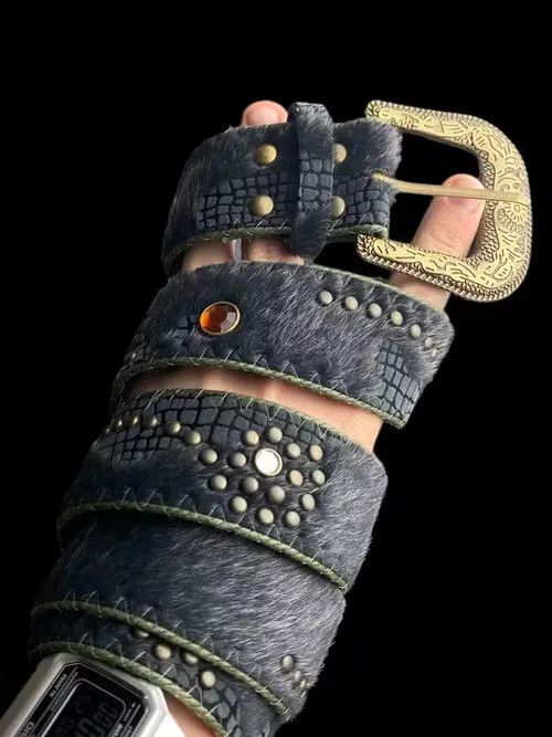 Japanese Brand × Vintage Japanese Vintage Mohair Ornament Crystals Punk Belt Size ONE SIZE - 2 Thumbnail