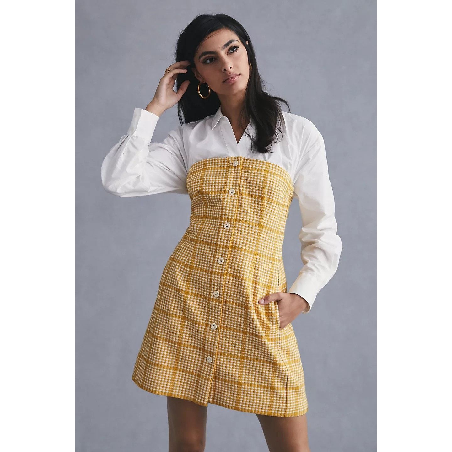Anthropologie New Anthropologie Maeve Knit Twofer Mini Dress $170 Gold Size XXL / US 16-18 / IT 52-54 - 5 Thumbnail