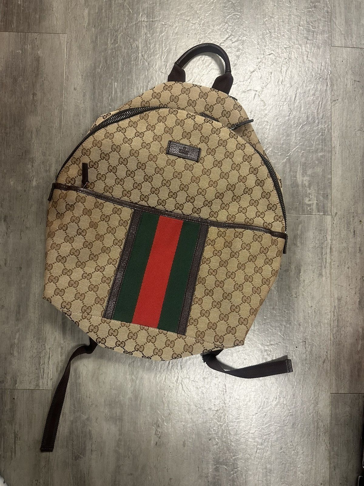 Gucci tan book bag monogram pre owned