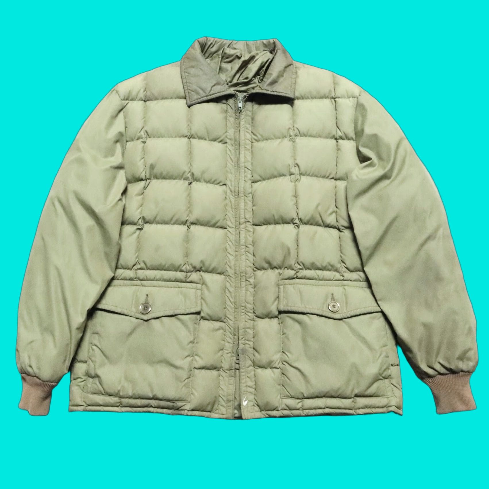 Eddie Bauer VINTAGE Eddie Bauer Quilted Down Jacket Men's 46 Green Quilted 60s Goose Skyliner Rising Sun Size US S / EU 44-46 / 1 - 1 Thumbnail