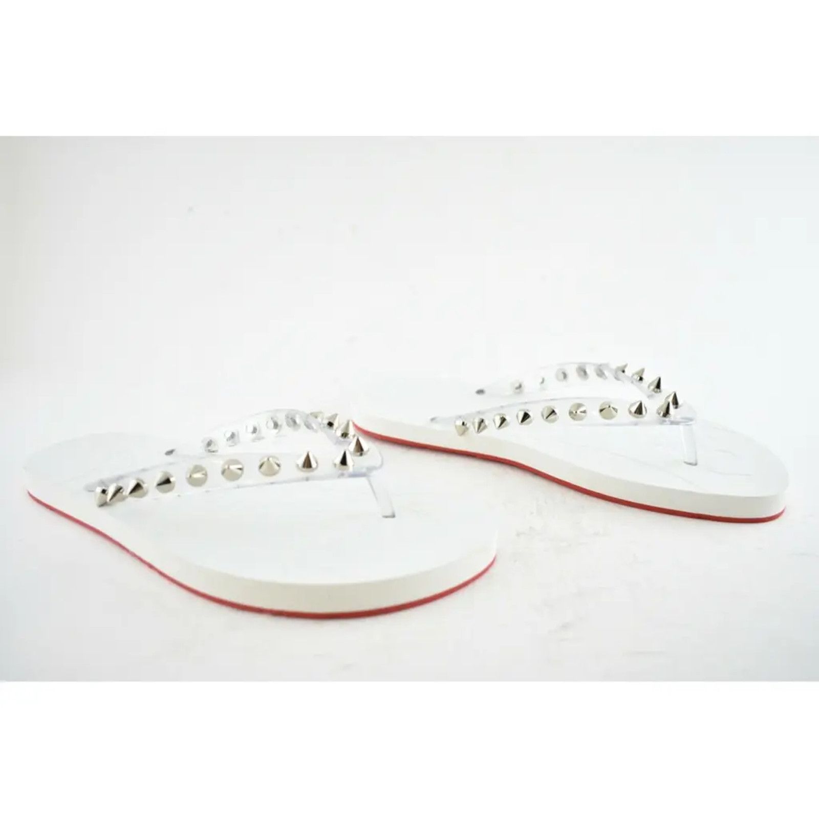 Christian Louboutin Christian Louboutin Loubi Flip Spikes Donna Flat White Thong Size US 11 / IT 41 - 4 Thumbnail