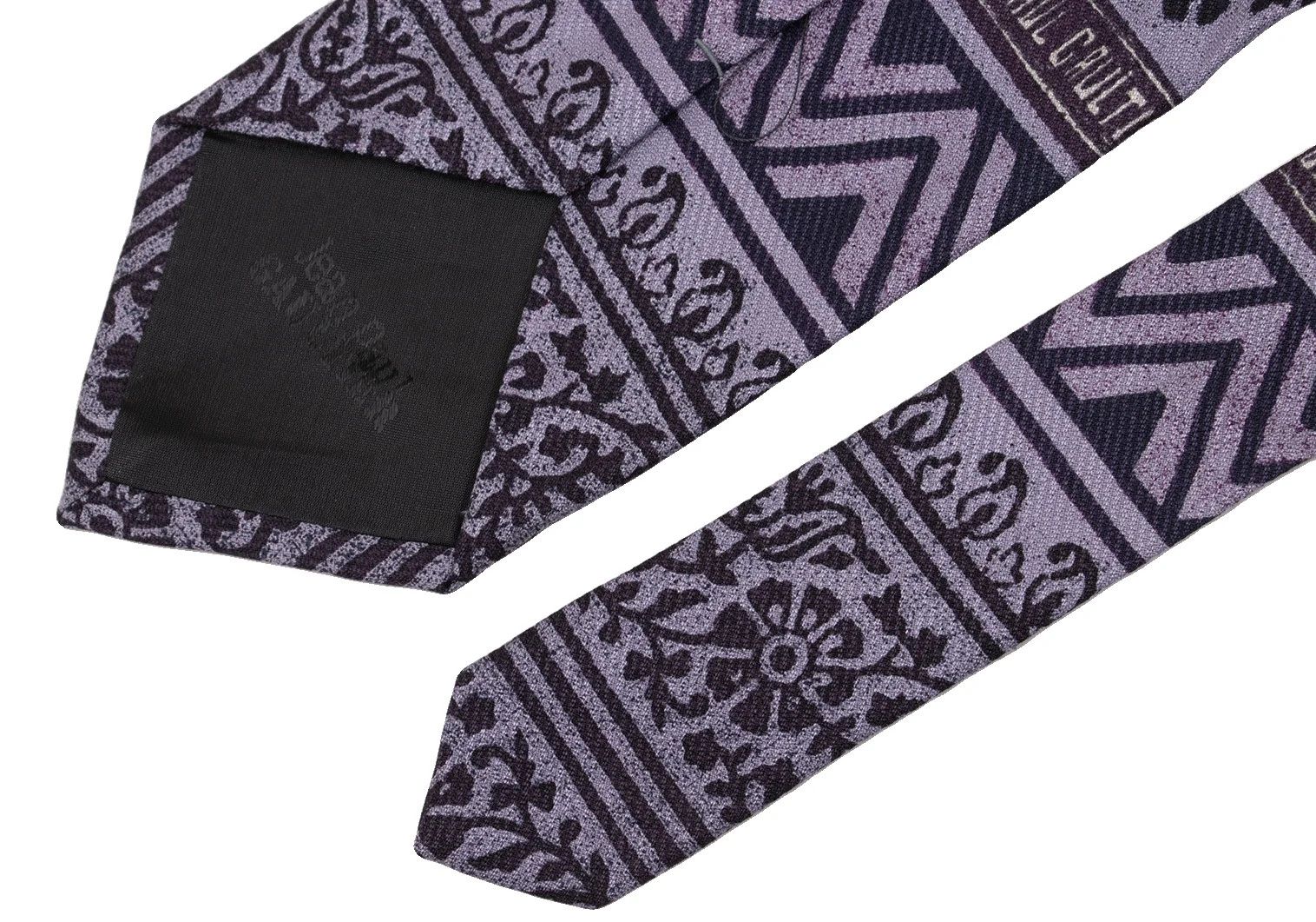 Jean Paul Gaultier Logo Plate Decorative All-Over Pattern Tie in Purple Size ONE SIZE - 6 Thumbnail
