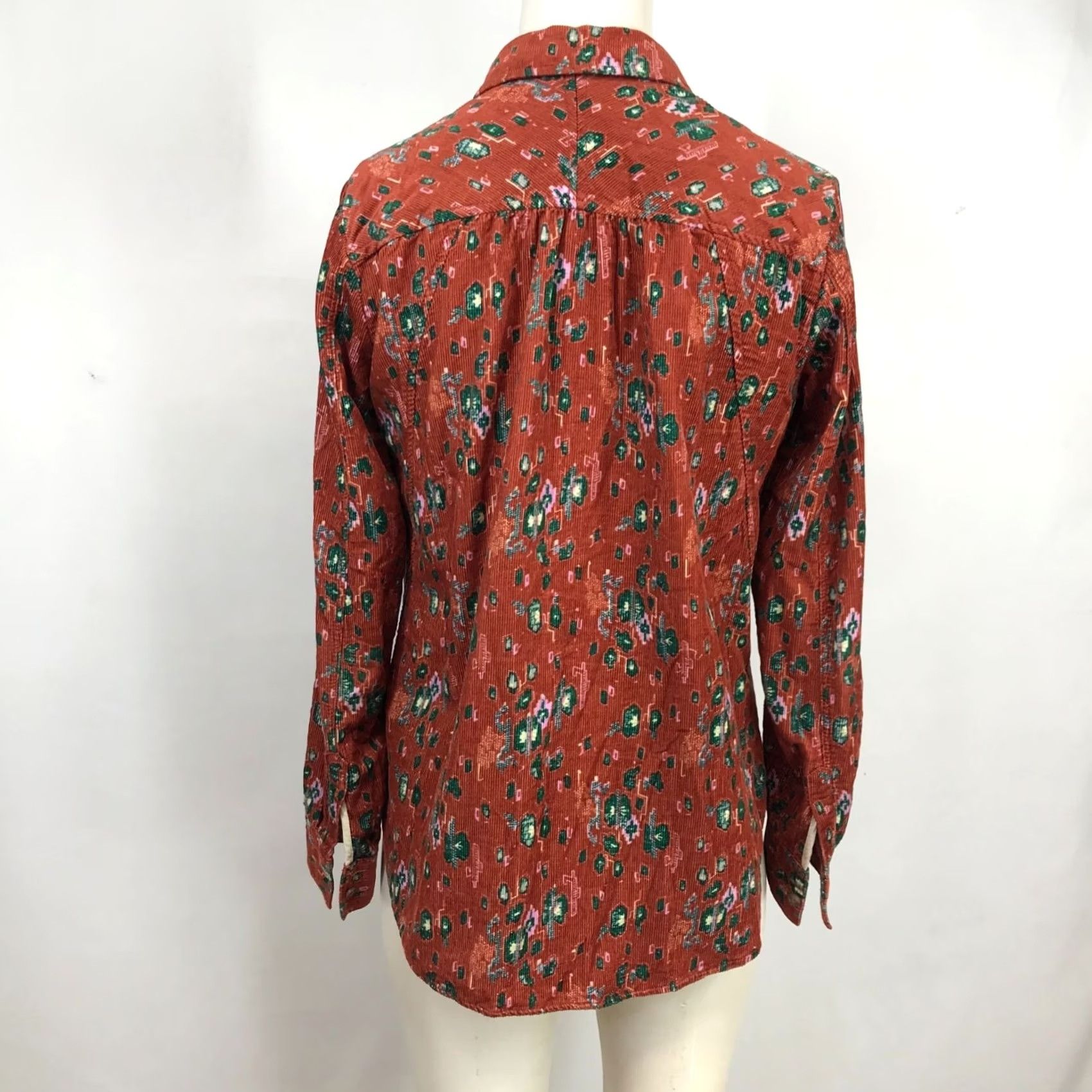 Anthropologie BUILDING BURNT ORANGE CORDUROY BUTTON UP SHIRT Womens 2 Size XS / US 0-2 / IT 36-38 - 5 Thumbnail