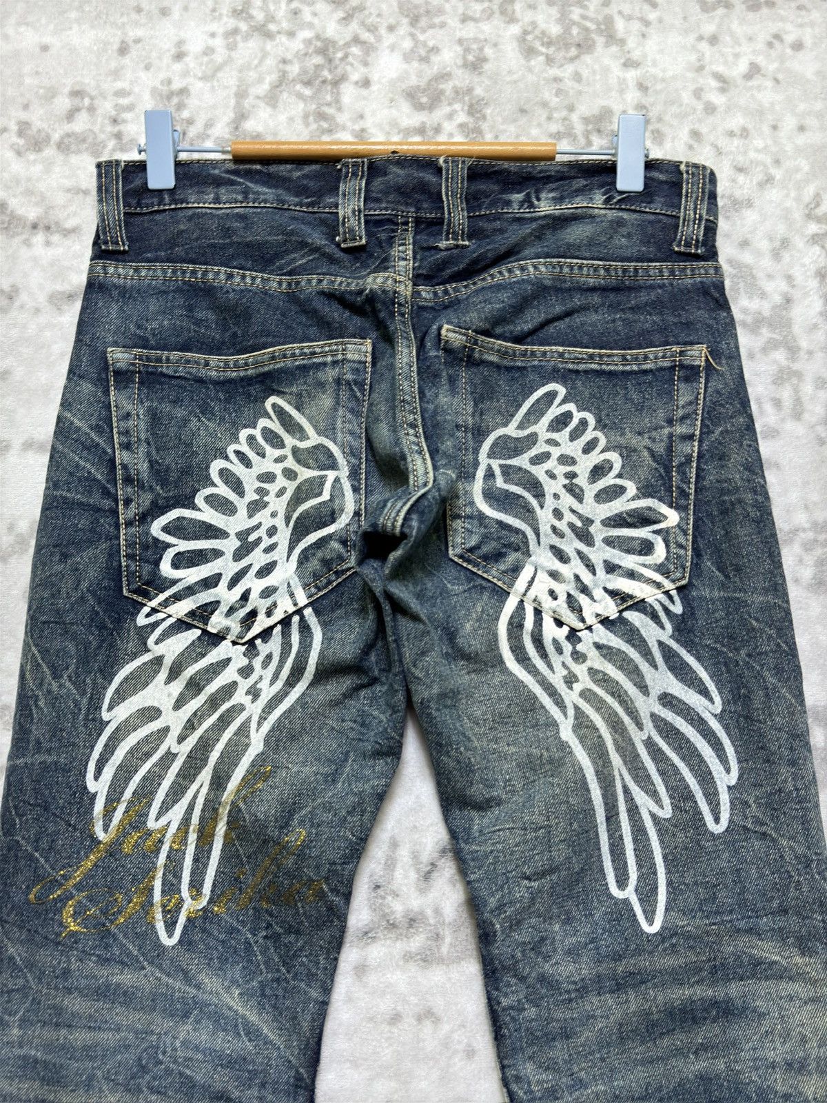 Hysteric Glamour Rare Flare Jack Serika Low Rise Denim Angel Wing Back Print Size US 30 / EU 46 - 10 Thumbnail