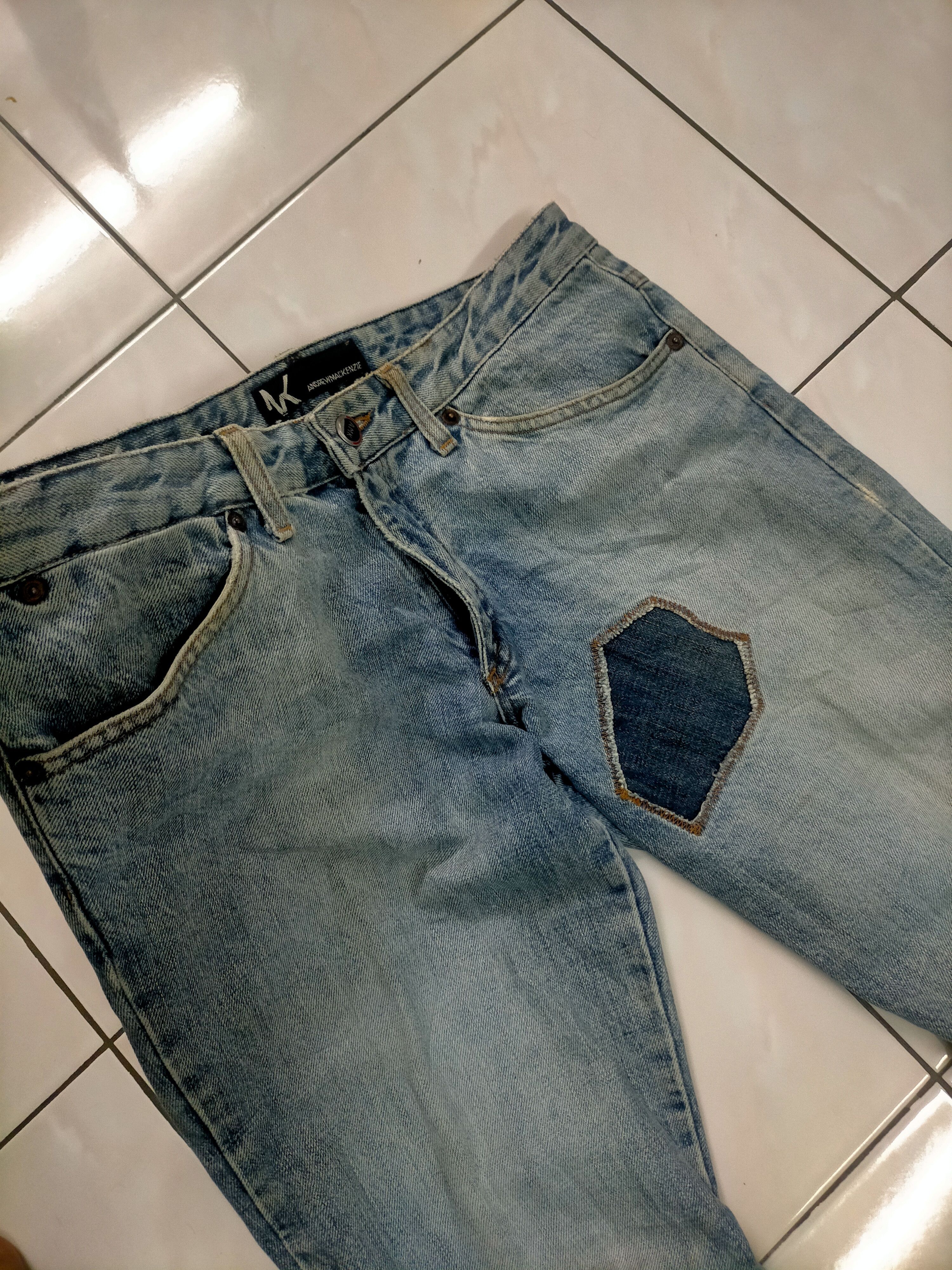 Andrew Mackenzie 🔥 Flare 🔥 AM Rips Distressed Patchwork Dirty Jeans Size US 34 / EU 50 - 5 Thumbnail