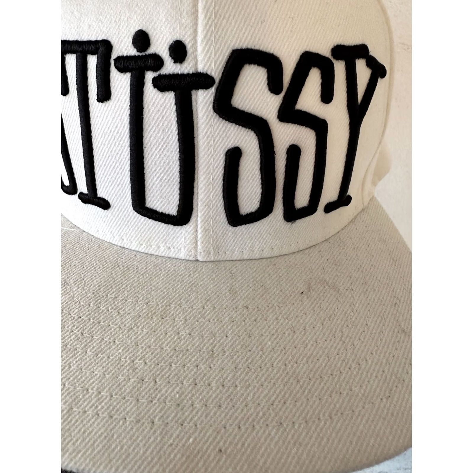 Logo 7 VINTAGE Stussy Logo Embroidered Big Logo Snapback Spellout White Black Hat Mens One Size White USA Hat Size ONE SIZE - 3 Thumbnail