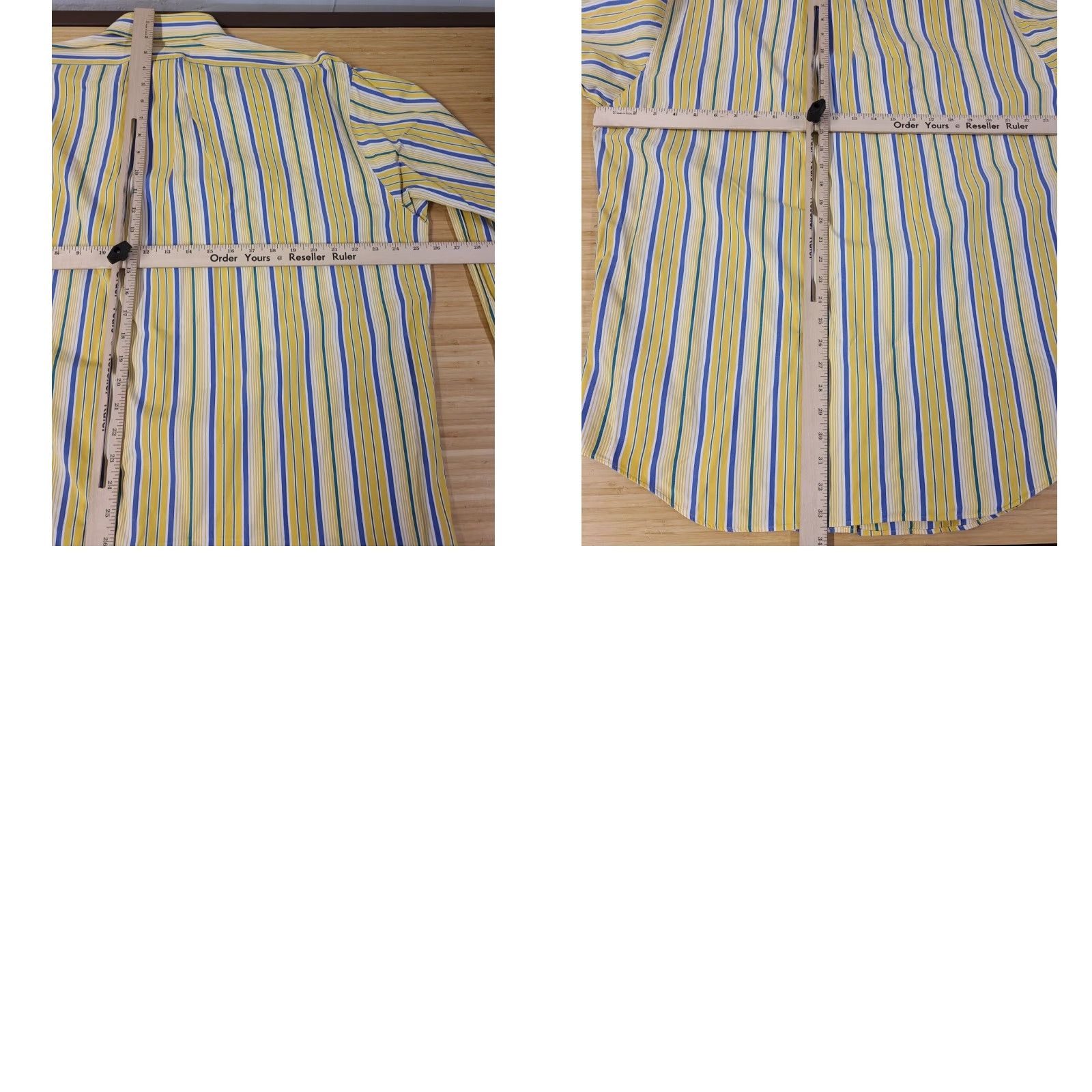 Polo Ralph Lauren Polo Ralph Lauren Shirt Men Yellow Blue Striped L Long Sleeve Button-Down Collar Knit Cotton Embroidered Logo Size US L / EU 52-54 / 3 - 8 Thumbnail
