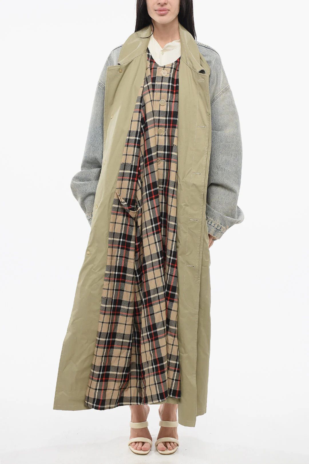Balenciaga og1mm0326 Layered Coat in Green & Multicolor Size S / US 4 / IT 40 - 1 Thumbnail