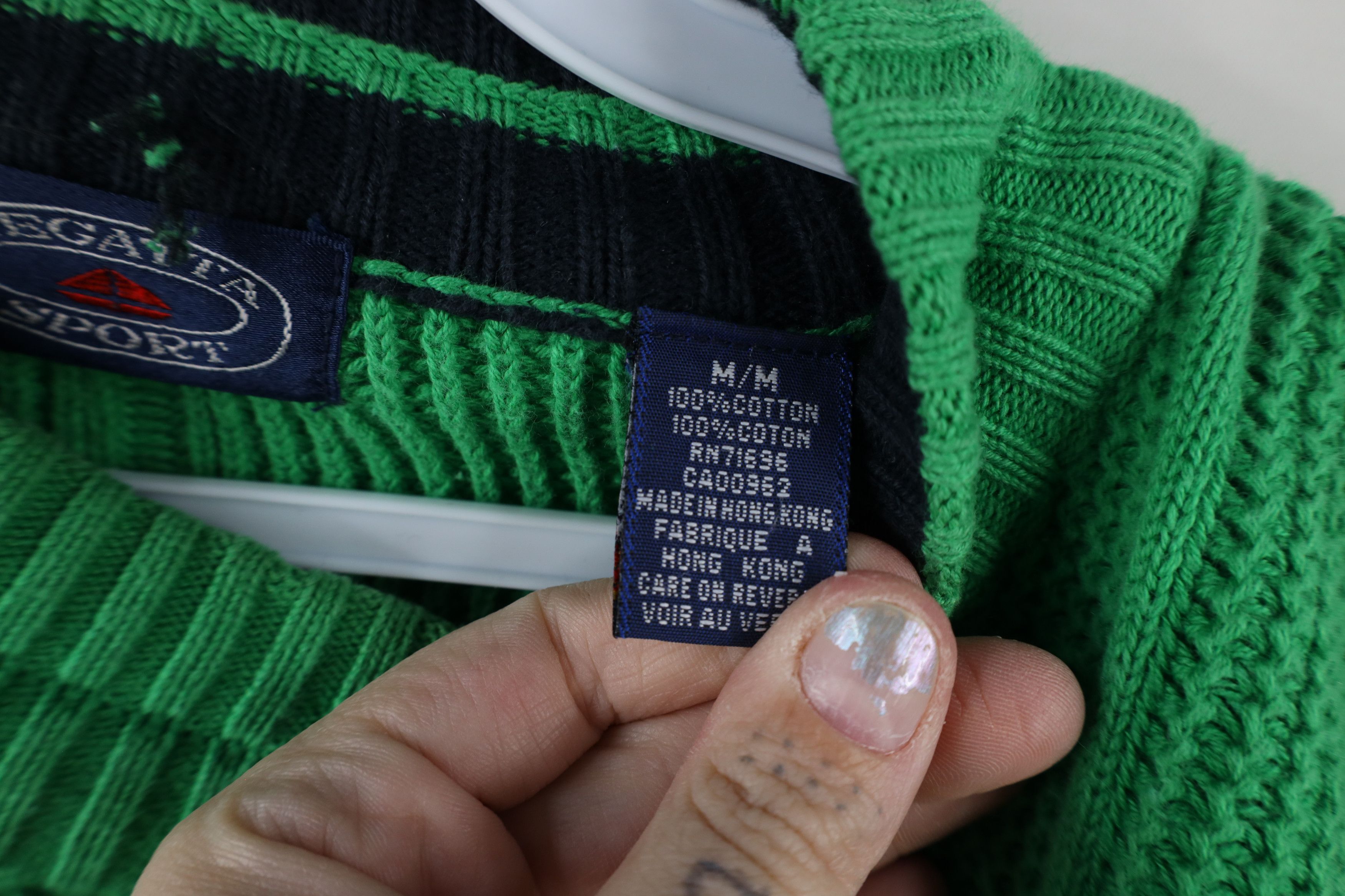 Vintage Vintage 90s Streetwear Heavyweight Cotton Knit Sweater Green Size US M / EU 48-50 / 2 - 8 Thumbnail