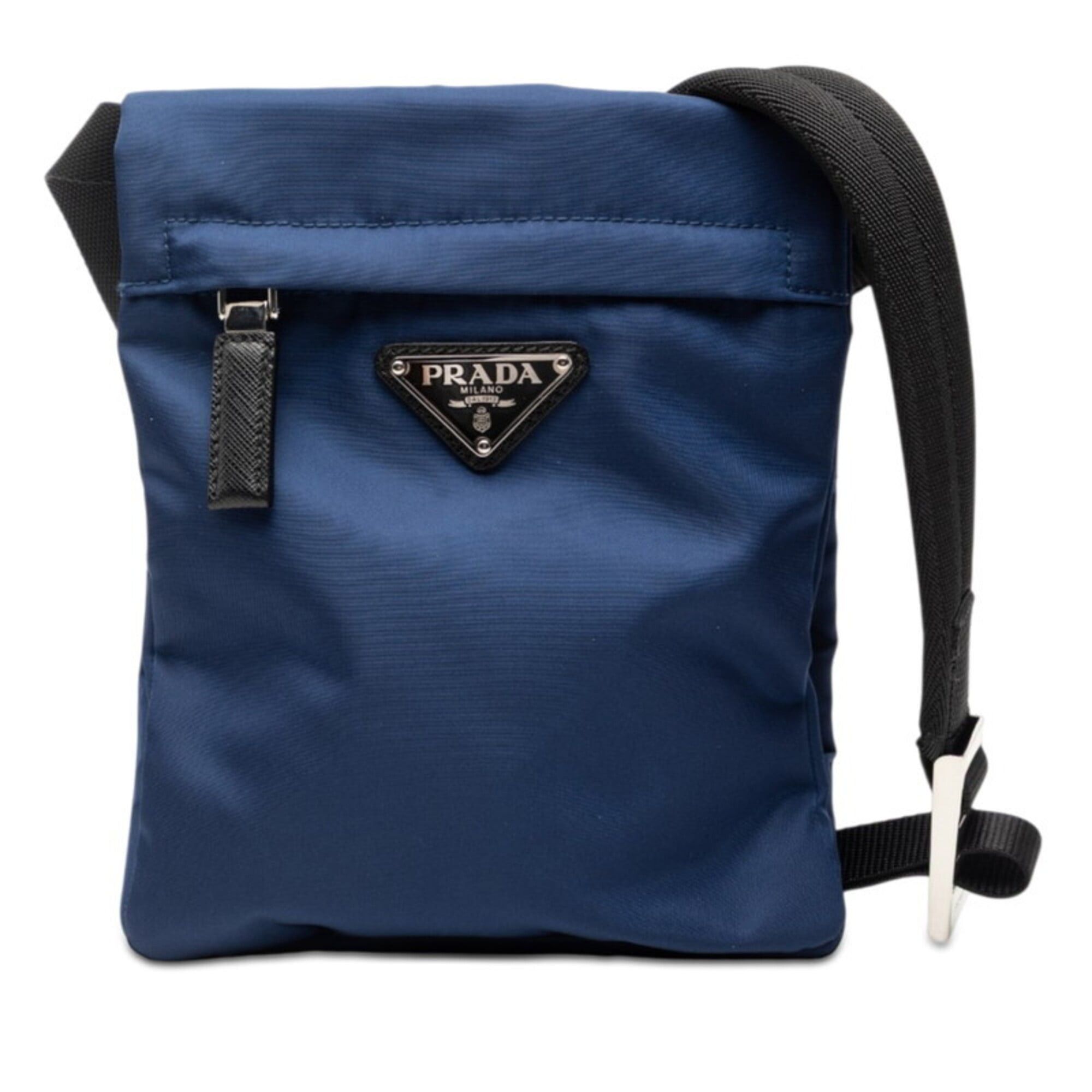 Prada Prada Triangle Logo Plate Shoulder Bag, Navy/Black Nylon, Women's PRADA Size ONE SIZE - 1 Thumbnail