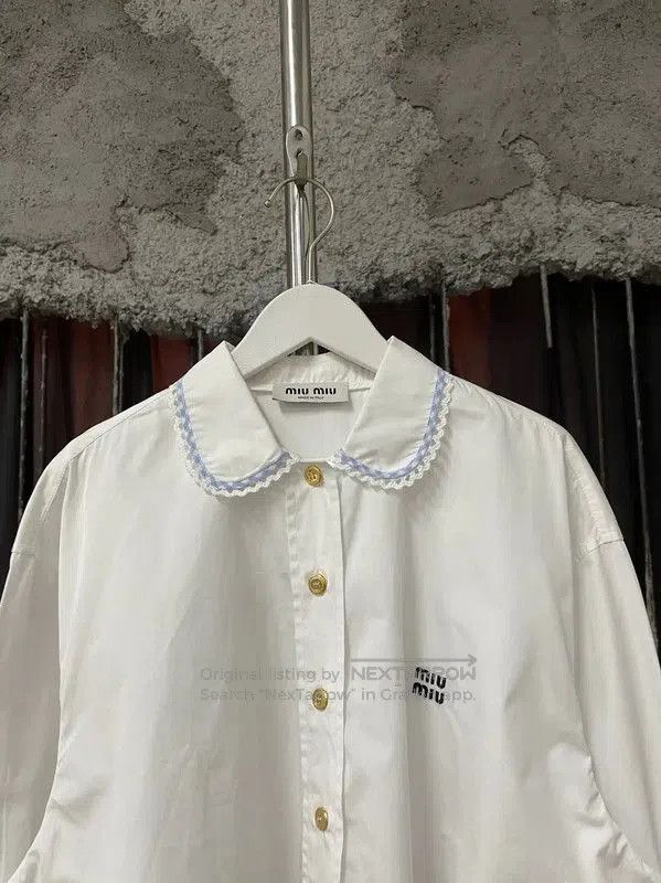 Miu Miu Miu Miu White Cropped Long Sleeve Shirt . Size XXS / US 00 / IT 34 - 3 Thumbnail