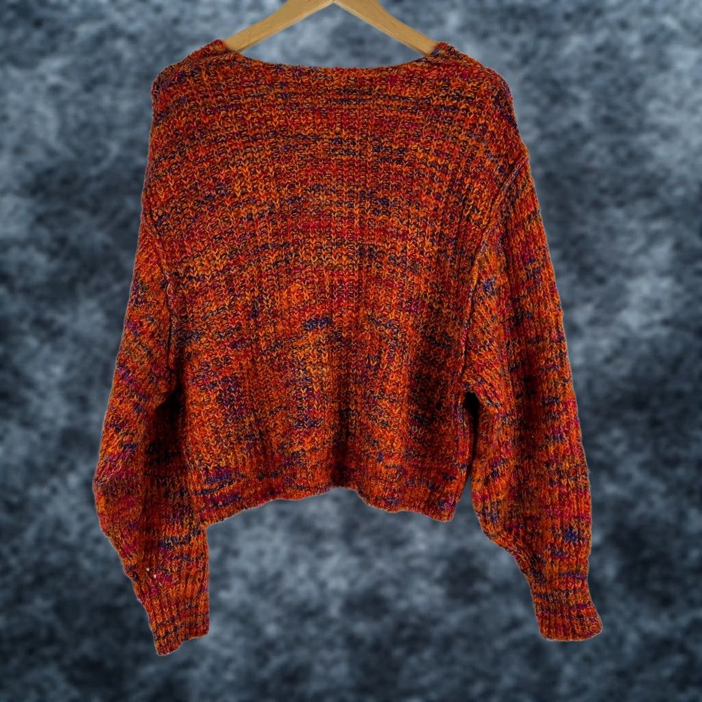 Free People Free People Highland V-Neck Sweater Orange Multi Space Dye Chunky Knit XS Size XS / US 0-2 / IT 36-38 - 1 Thumbnail