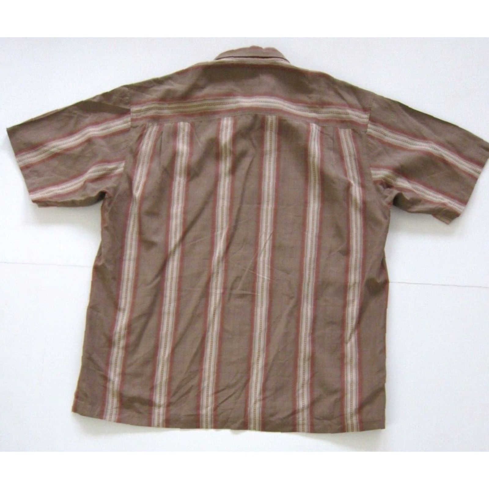 Tommy Bahama Tommy Bahama 100% Silk Brown Orange Stripe Button-Down Short Sleeve Shirt XL Men Size US XL / EU 56 / 4 - 2 Thumbnail
