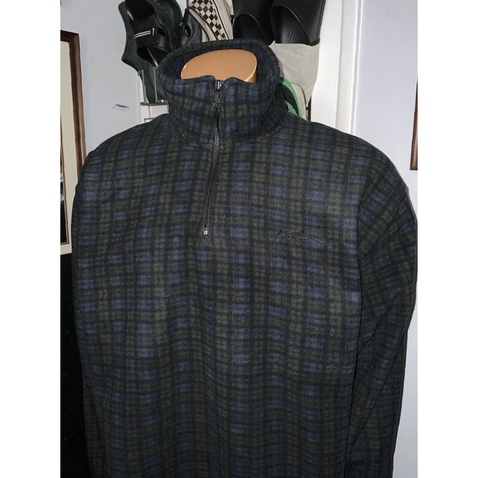 Fubu VINTAGE FUBU Blackwatch Plaid Pile Fleece Hip Hop 1/4 Zip Pullover Jacket Sz. L Mens Size US L / EU 52-54 / 3 - 8 Thumbnail