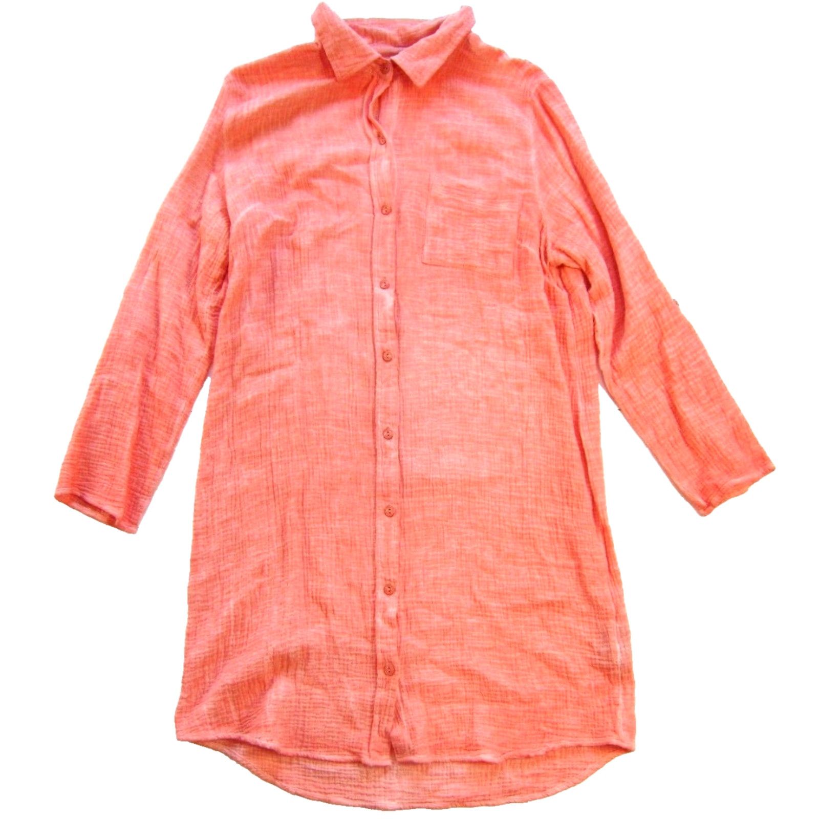 Vintage Tribal Jeans Orange Cotton Gauze Tie Dye Long Sleeve Button Down Shirt Dress M Size M / US 6-8 / IT 42-44 - 2 Thumbnail