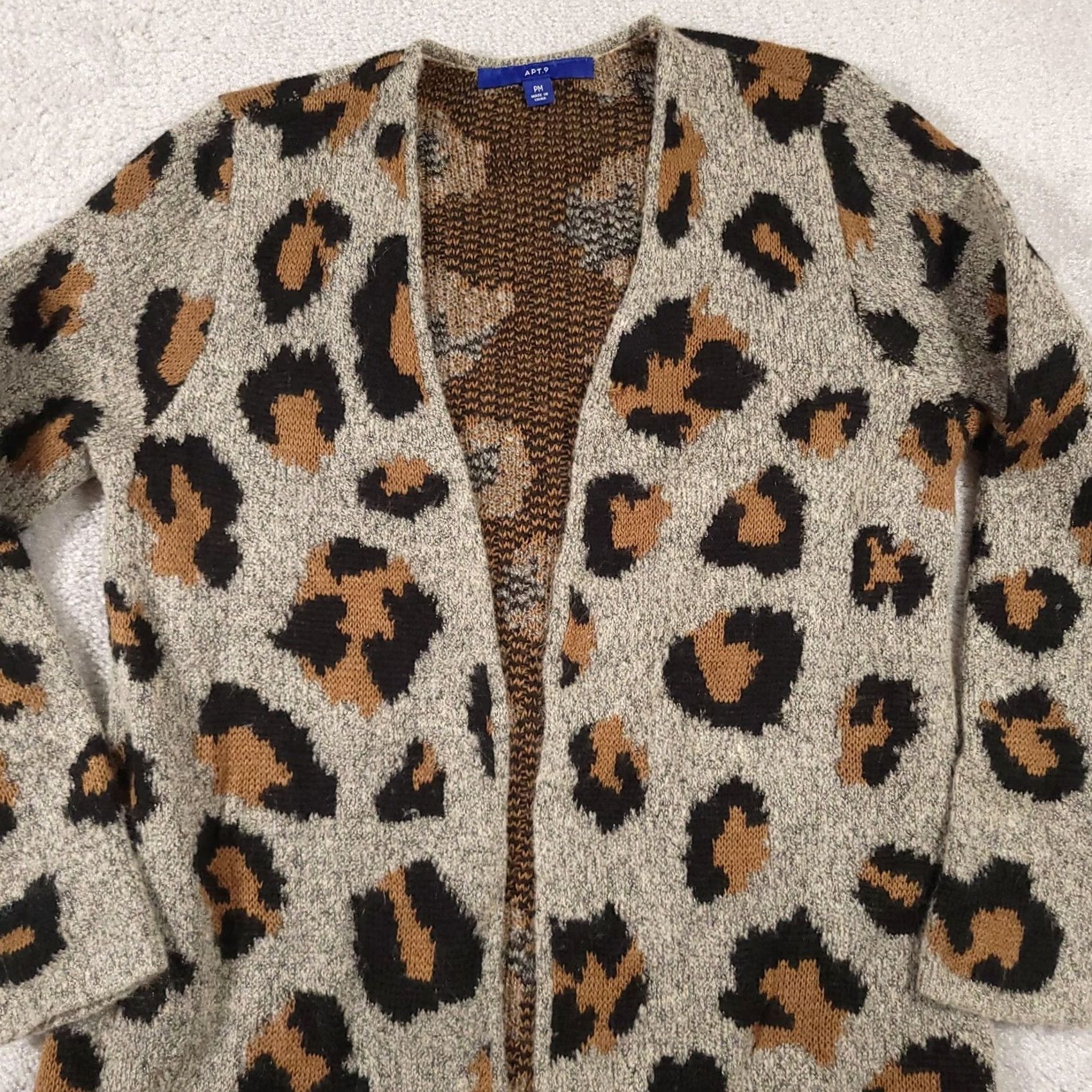 Apt. 9 Apt 9 Open Front Duster Cardigan Sweater Women's PM Petite Animal Print Leopard Shirt Womens Petite Multicolor Leopard Theme Open Front Cardigan Size M / US 6-8 / IT 42-44 - 3 Thumbnail