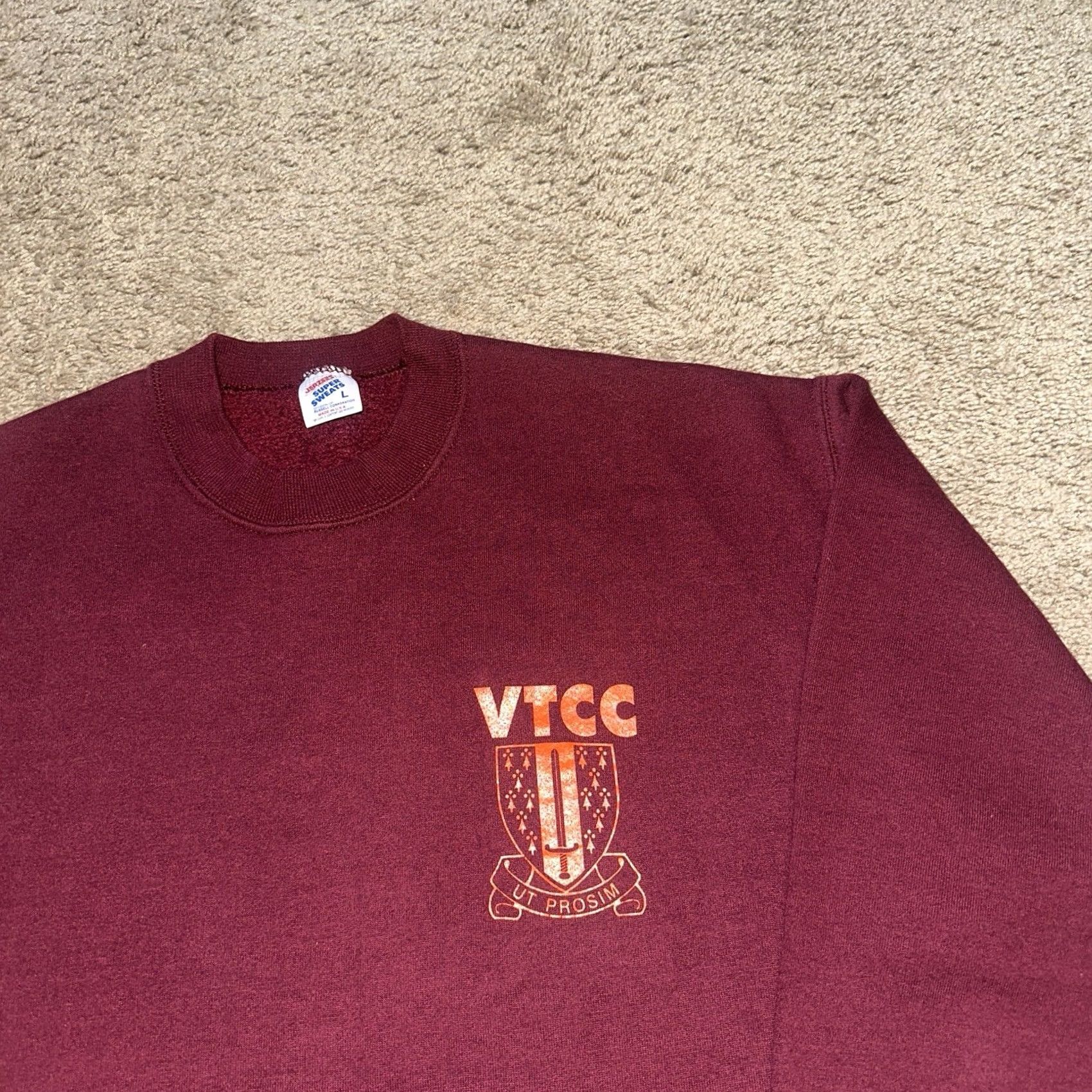 Jerzees VINTAGE Virginia Tech Sweatshirt Mens Pullover Crewneck Burgundy 90s JERZEES Logo Graphic Print University Mens Regular Size L Size US L / EU 52-54 / 3 - 2 Thumbnail