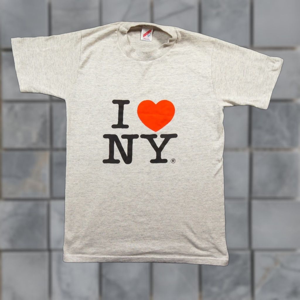VINTAGE I Heart New York Shirt Mens Medium Gray 90s Tee Short Sleeve NY USA